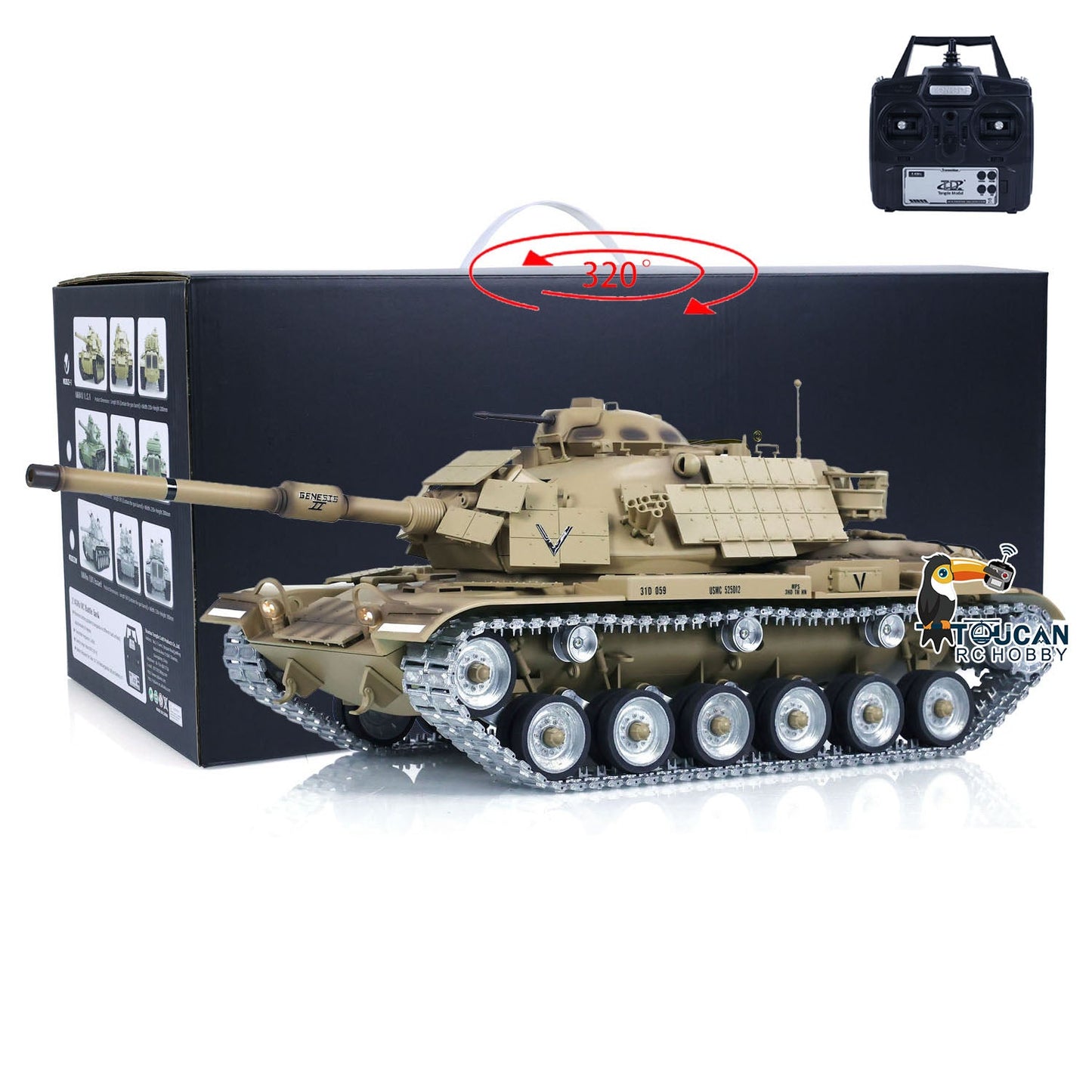 Tongde Model 1/16 RC Battle Tank M60A1 ERA USA Hobby Model Remote Control Armored Vehicle Panzer Sound Painted Assembled