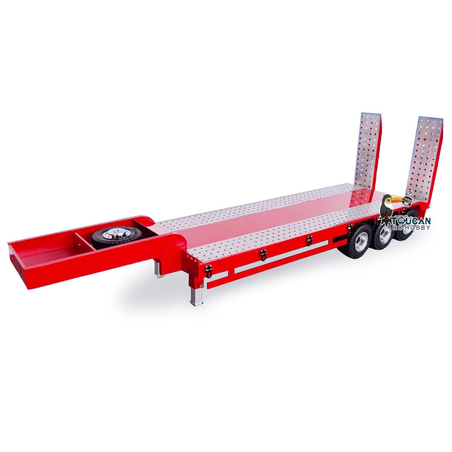 1/14 3 Axles Metal Trailer 2-section Electric Tailboard for RC Tractor Radio Controlled Truck Electric Car Painted