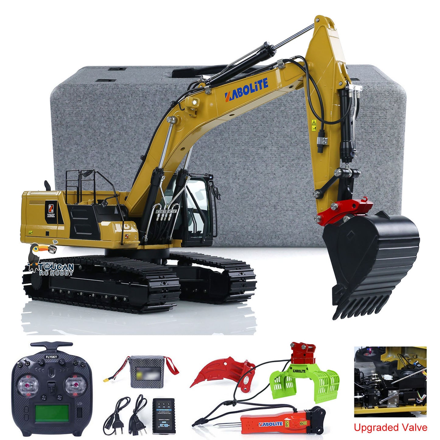 Kabolite K961 100S PRO 1/18 RC Hydraulic Excavator RTR Remote Control Digger Flysky ST8 Radio 2S Battery Electric Claw Hammer