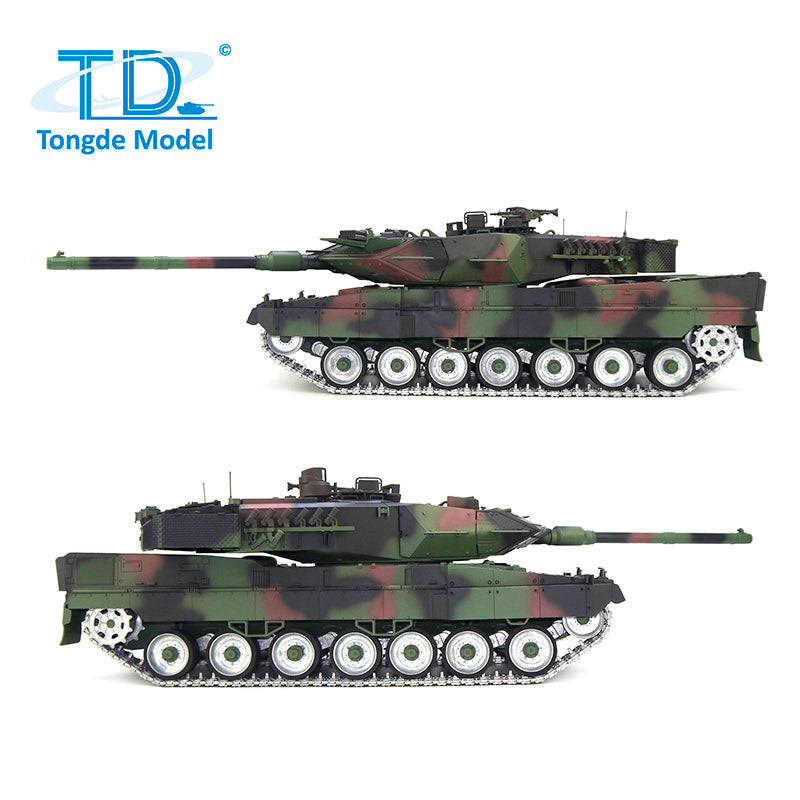 1/16 Tongde RC Battle Tank German Leopard 2A7 Remote Control Military Panzer 320 Rotation DIY Hobby Model