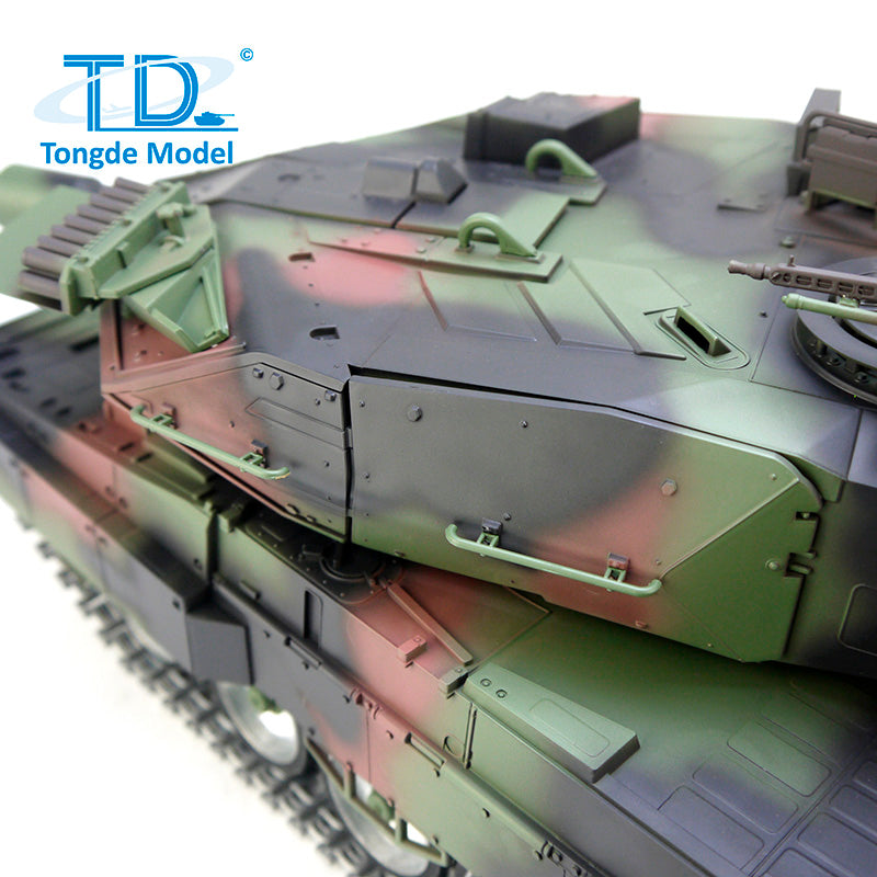 1/16 Tongde RC Battle Tank German Leopard 2A7 Remote Control Military Panzer 320 Rotation DIY Hobby Model