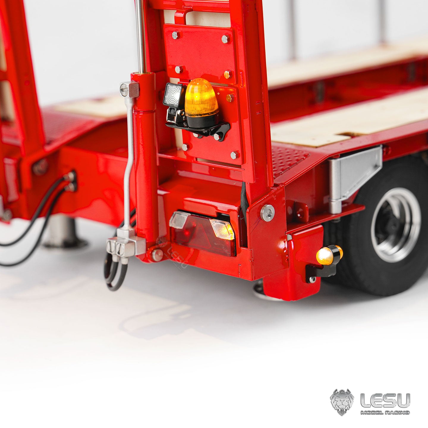 LESU A0049 1/14 Metal Hydraulic Lifting Tailboard Trailer Rear Support Legs 2CH Valve Pump for RC Tractor Truck DIY Lorry Excavator