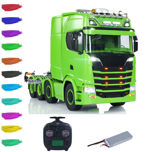 8x8 Metal Chassis 1/14 RC Tractor Truck 770S Remote Control Lorry ST8 Radio Battery RTR Warning Lights Spotlight Magnetic Roof
