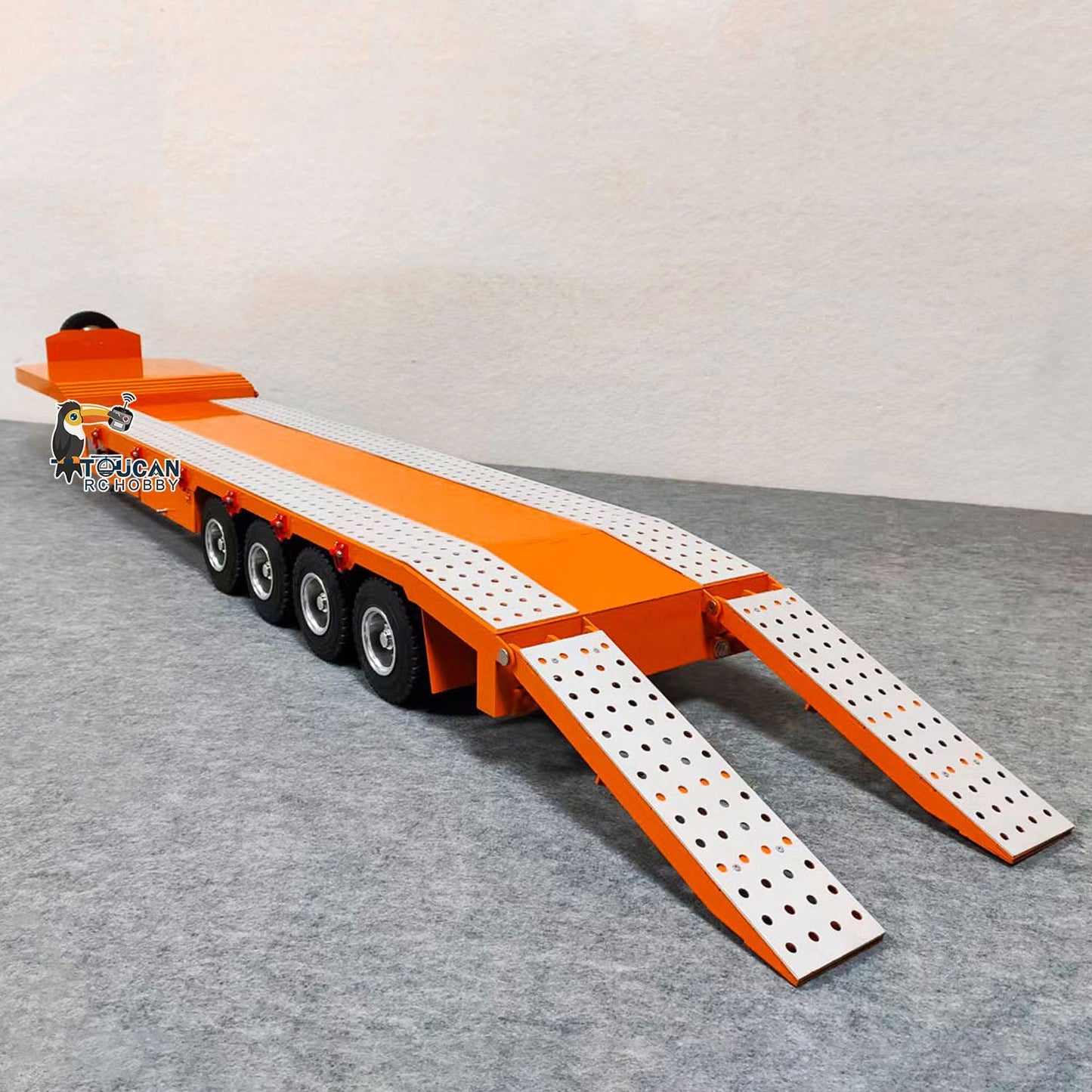 1/14 3 Axles Metal Trailer 2-section Electric Tailboard for RC Tractor Radio Controlled Truck Electric Car Painted