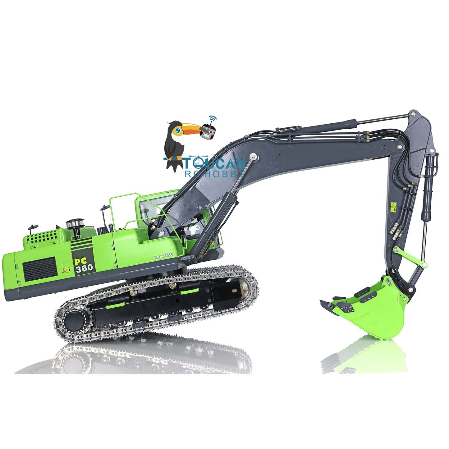 LESU 1/14 PC360 Hydraulic RC Excavator Metal Tracks Ripper Pump Grab Bucket fork Bucket Crusher Trailer Digging Tool Rack