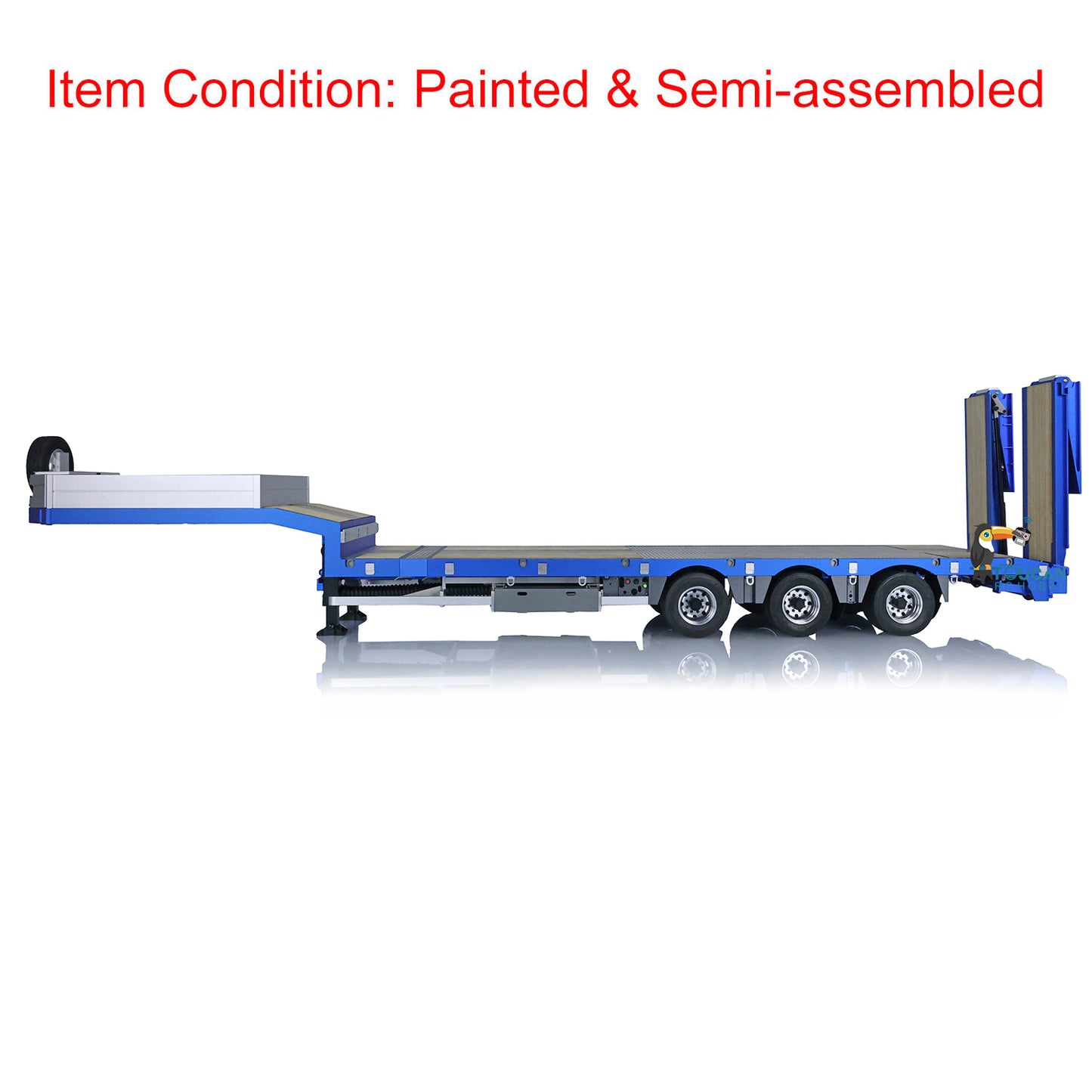 1/14 3 Axles Gooseneck Trailer Metal CNC Trailers for RC Tractor Truck Remote Controlled Cars Simulation Model Servo UBEC