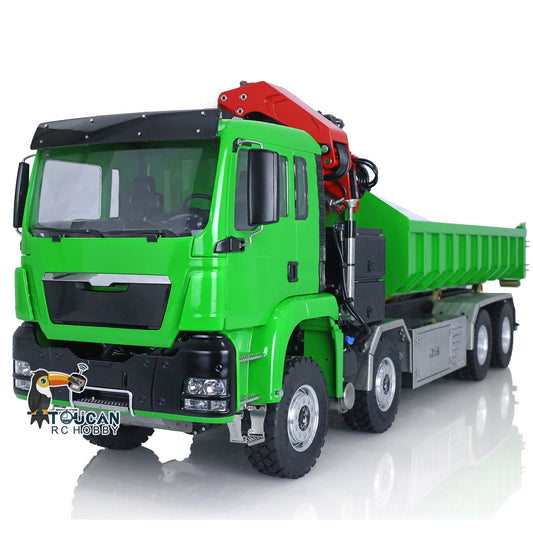 1/14 LESU 8*8 Hydraulic RC Truck Dumper Tipper Radio Controlled Roll on/off Car Model Metal Crane Motor ESC Servo Light Sound System