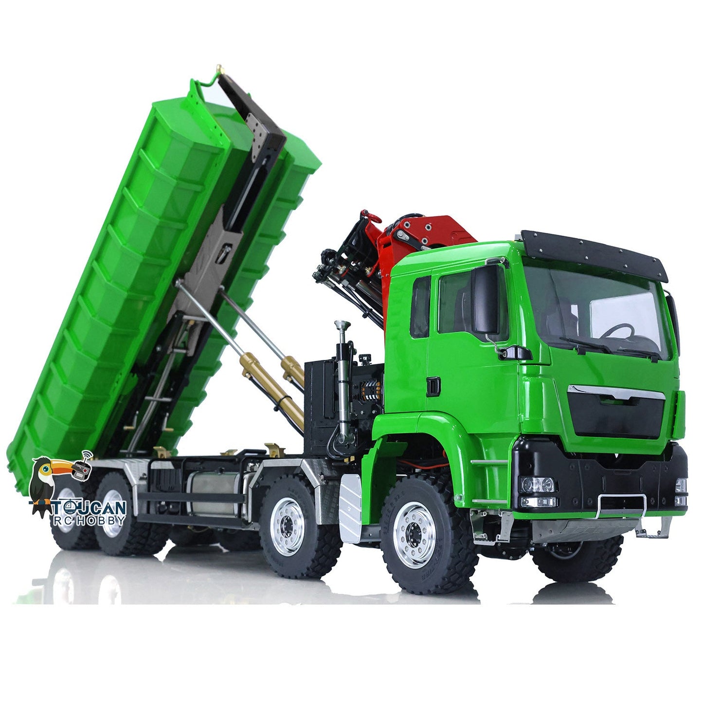 1/14 LESU 8*8 Hydraulic RC Truck Dumper Tipper Radio Controlled Roll on/off Car Model Metal Crane Motor ESC Servo Light Sound System