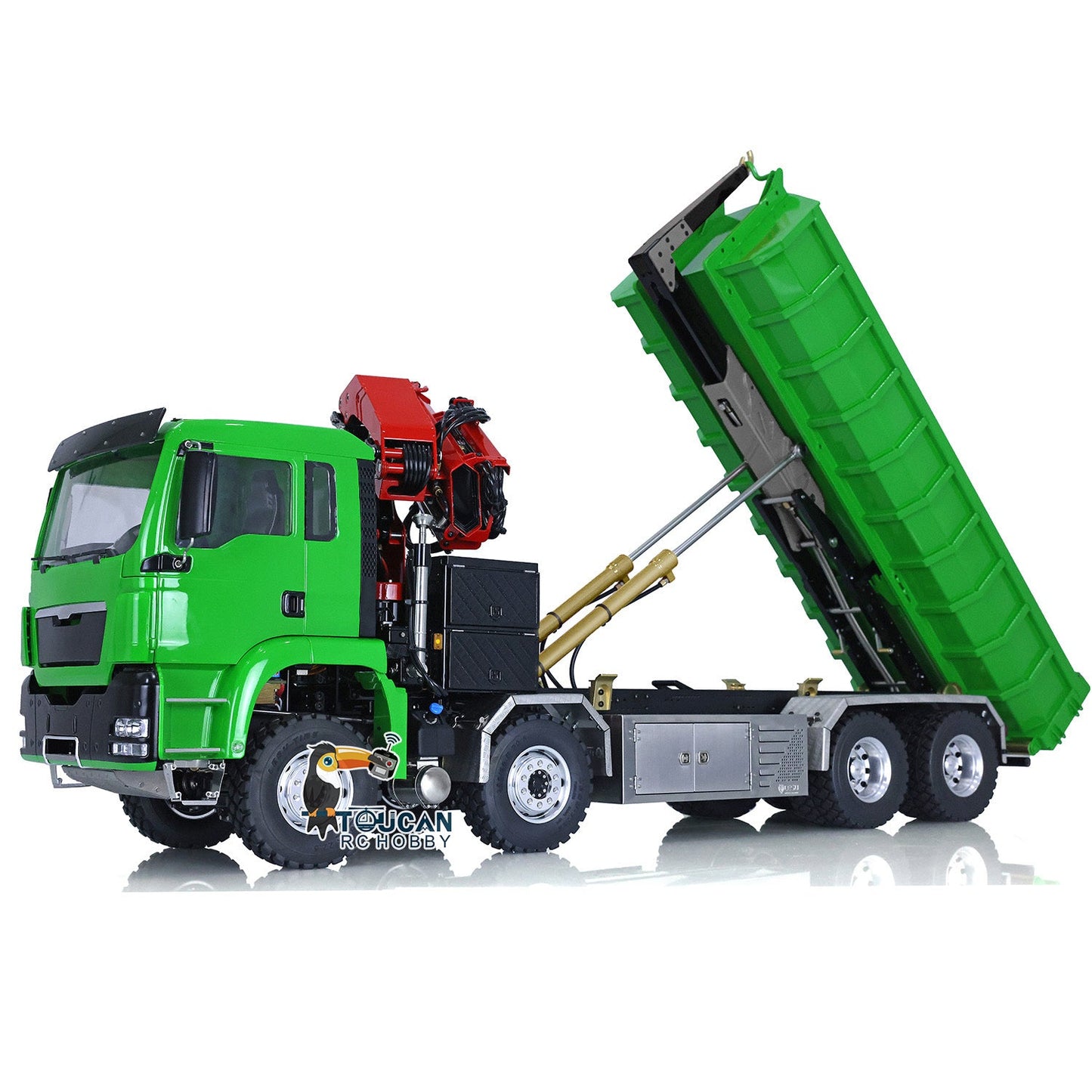 1/14 LESU 8*8 Hydraulic RC Truck Dumper Tipper Radio Controlled Roll on/off Car Model Metal Crane Motor ESC Servo Light Sound System