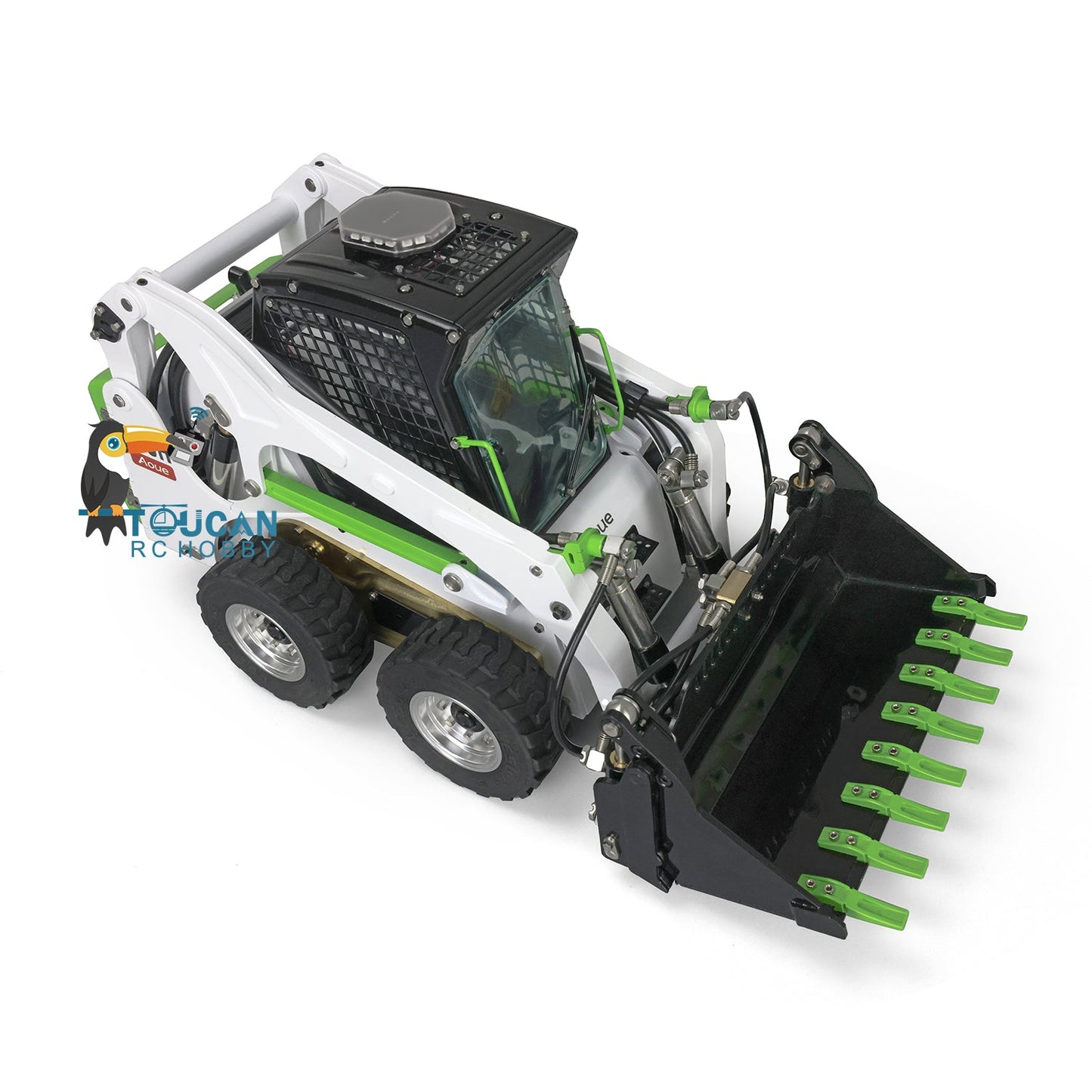 LESU 1/14 Aoue LT5H Metal Wheeled Skid-Steer Hydraulic RC Loader I6S RTR Painted Ripper Scarifier Gripper Sieve Bucket Trailer