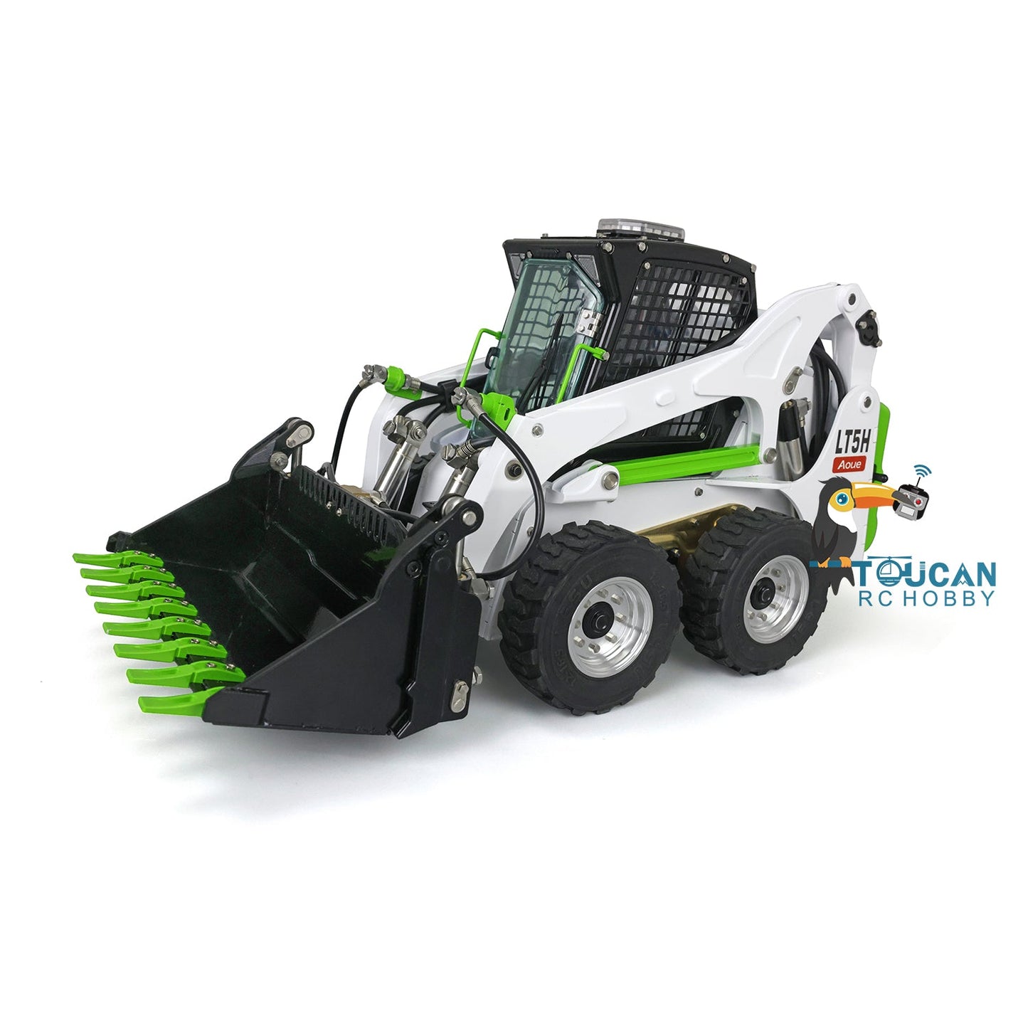 LESU 1/14 Aoue LT5H Metal Wheeled Skid-Steer Hydraulic RC Loader I6S RTR Painted Ripper Scarifier Gripper Sieve Bucket Trailer