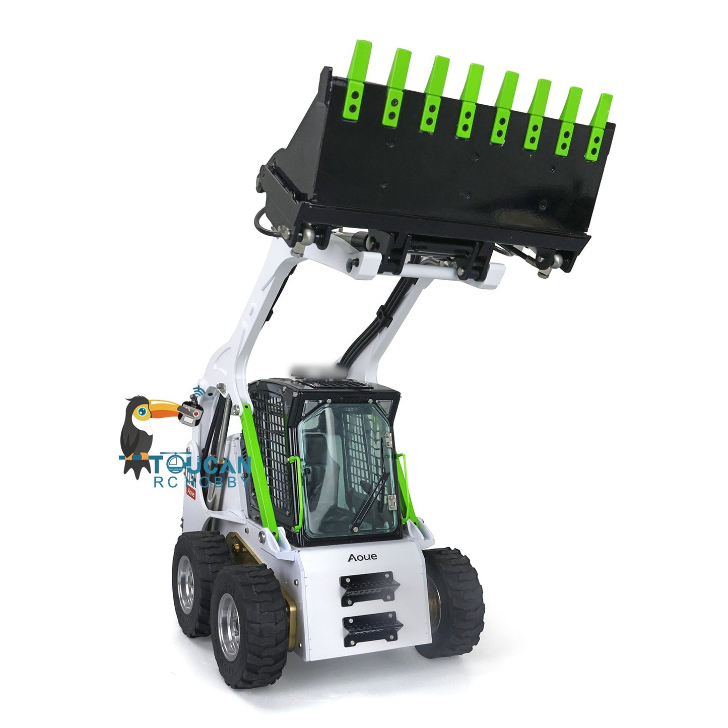 LESU 1/14 Wheeled Skid-Steer Hydraulic RC Loader Aoue LT5H I6S Radio Controller