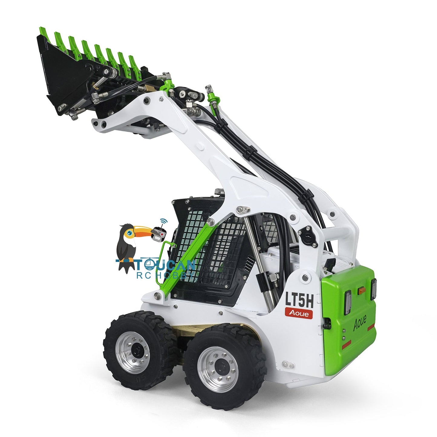 LESU 1/14 Aoue LT5H Metal Wheeled Skid-Steer Hydraulic RC Loader I6S RTR Painted Ripper Scarifier Gripper Sieve Bucket Trailer