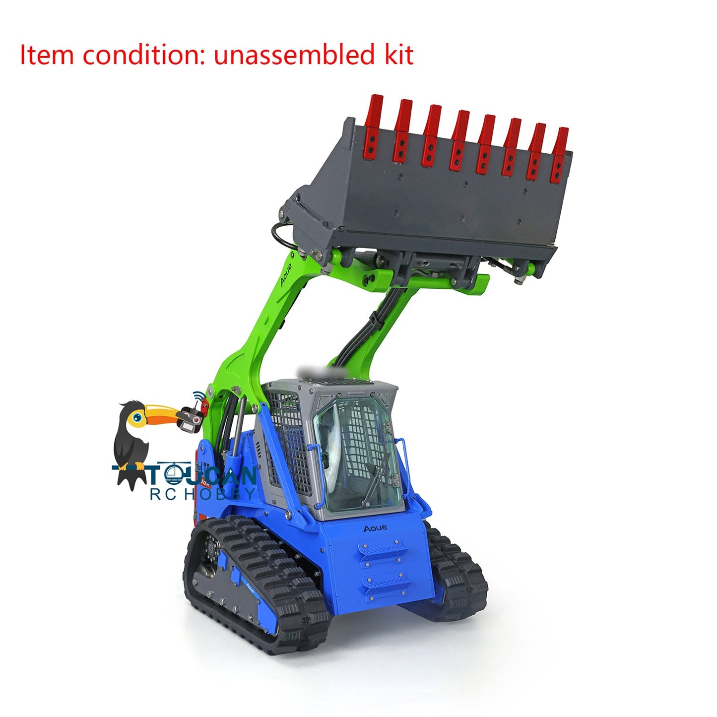 LESU 1/14 Aoue LT5 Hydraulic RC Tracked Skid-Steer Loader I6S Rotating light Painted fork Bucket Sieve Bucket Gripper Ripper Brush