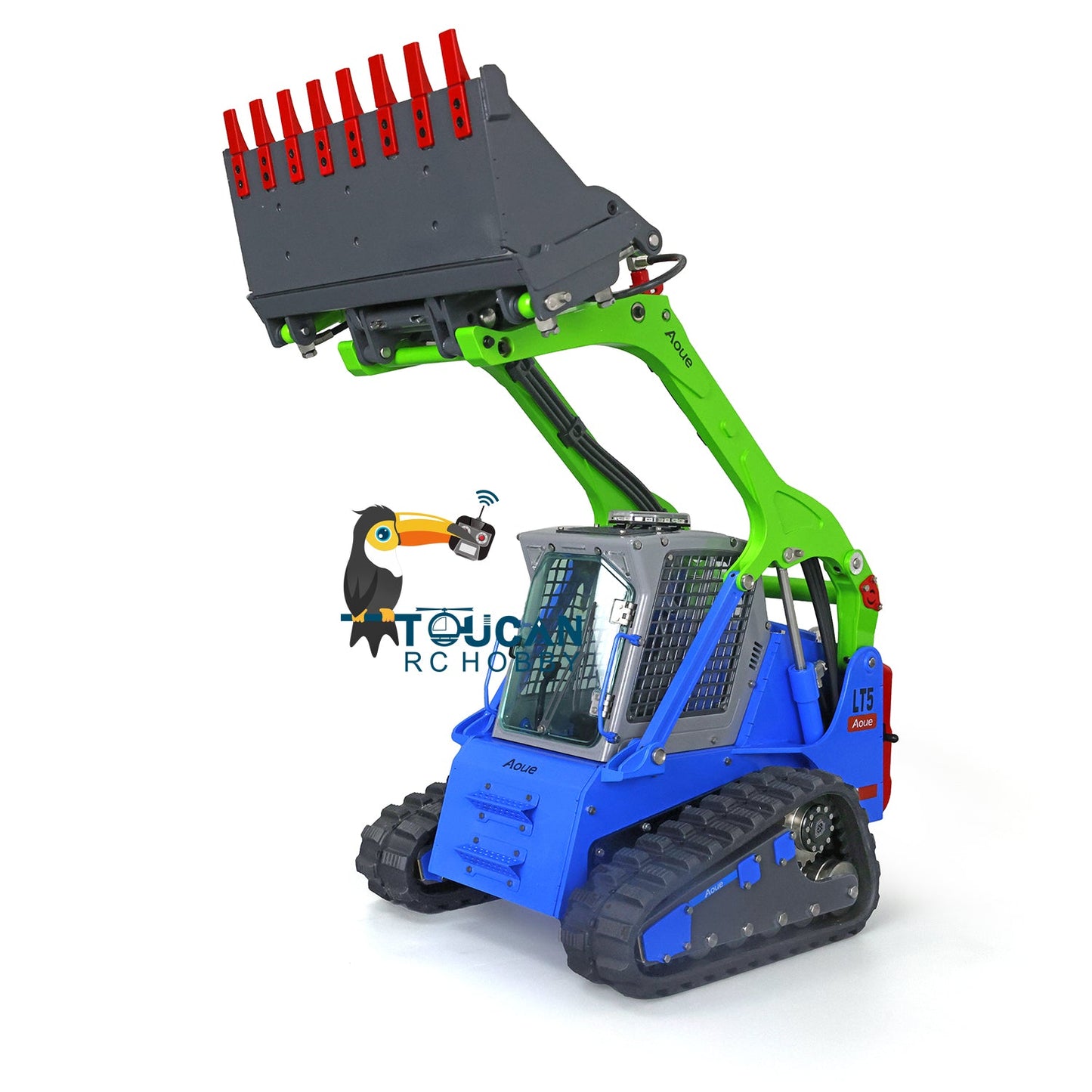 LESU 1/14 Aoue LT5 Hydraulic RC Tracked Skid-Steer Loader I6S Rotating light Painted fork Bucket Sieve Bucket Gripper Ripper Brush