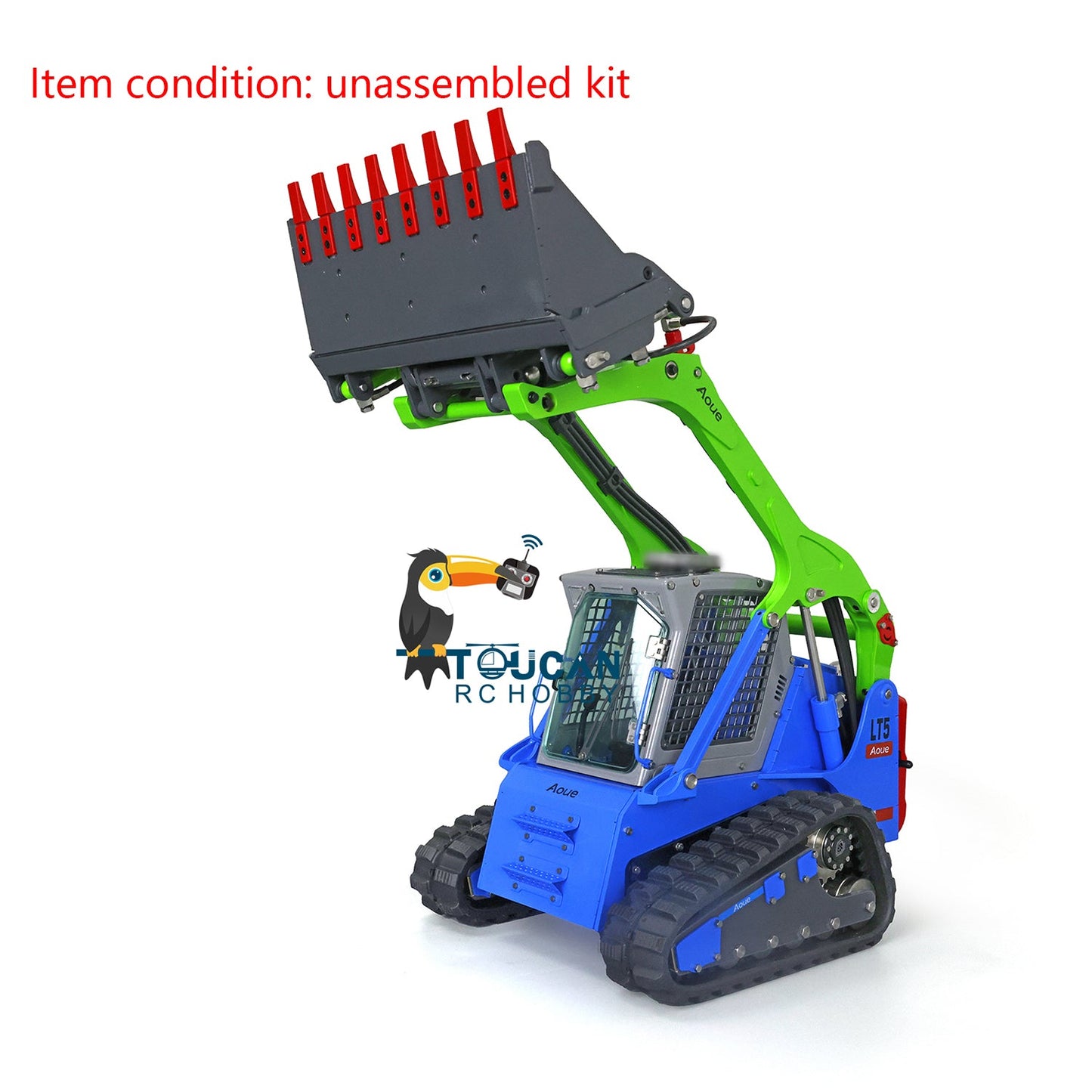 LESU 1/14 Aoue LT5 Hydraulic RC Tracked Skid-Steer Loader I6S Rotating light Painted fork Bucket Sieve Bucket Gripper Ripper Brush