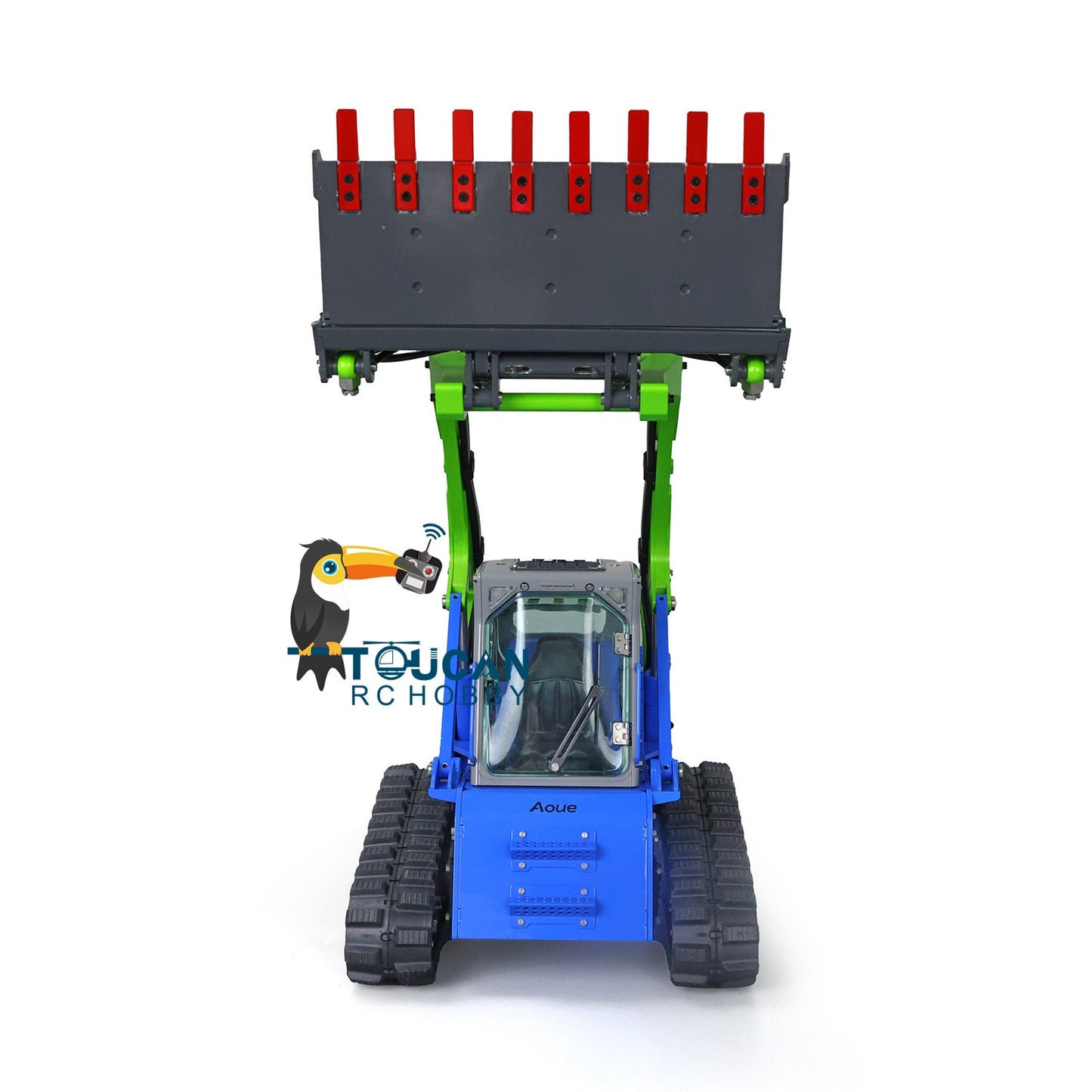 LESU 1/14 Aoue-LT5 Tracked Metal RC Hydraulic Skid-Steer Loader DIY Model Trailer Plate Rear Light Tracks Brush Cleaner Shovel