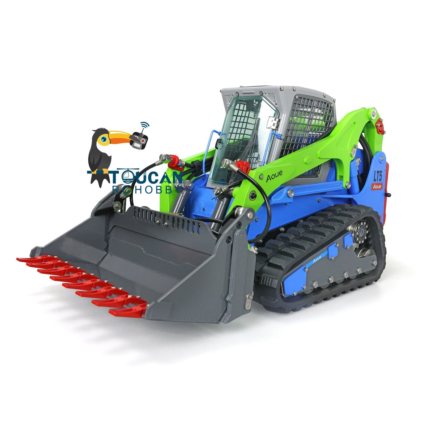 LESU 1/14 Aoue LT5 Hydraulic RC Tracked Skid-Steer Loader I6S Rotating light Painted fork Bucket Sieve Bucket Gripper Ripper Brush