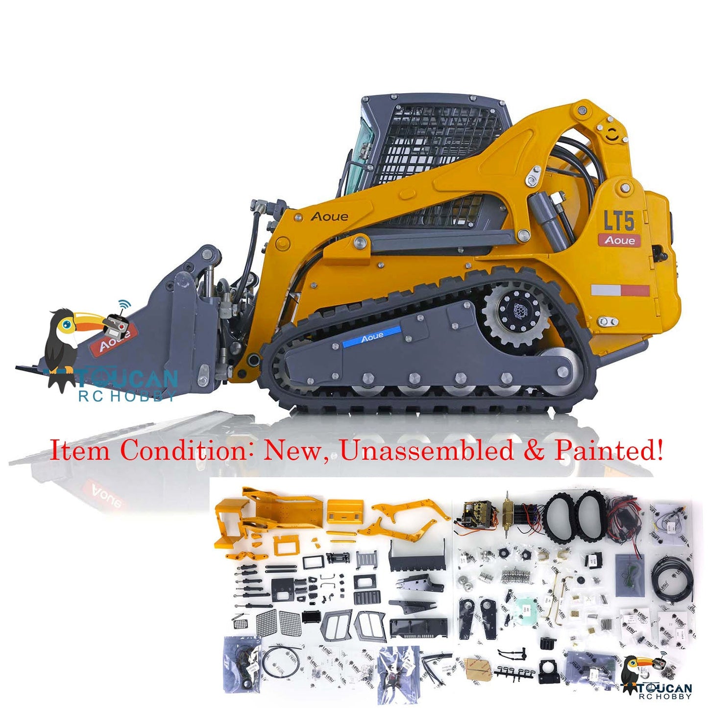 LESU 1/14 Metal Aoue LT5 Hydraulic Skid-Steer RC Loader Radio Controlled Painted Tracked Model W/ Sound Light System Pump