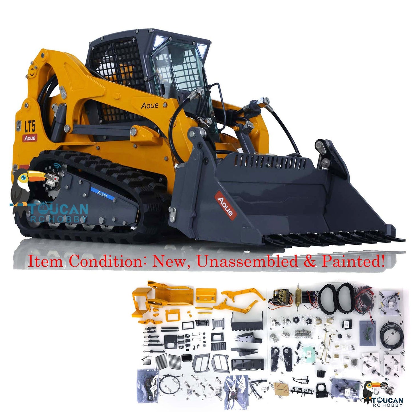 LESU 1/14 Metal Aoue LT5 Hydraulic Skid-Steer RC Loader Radio Controlled Painted Tracked Model W/ Sound Light System Pump