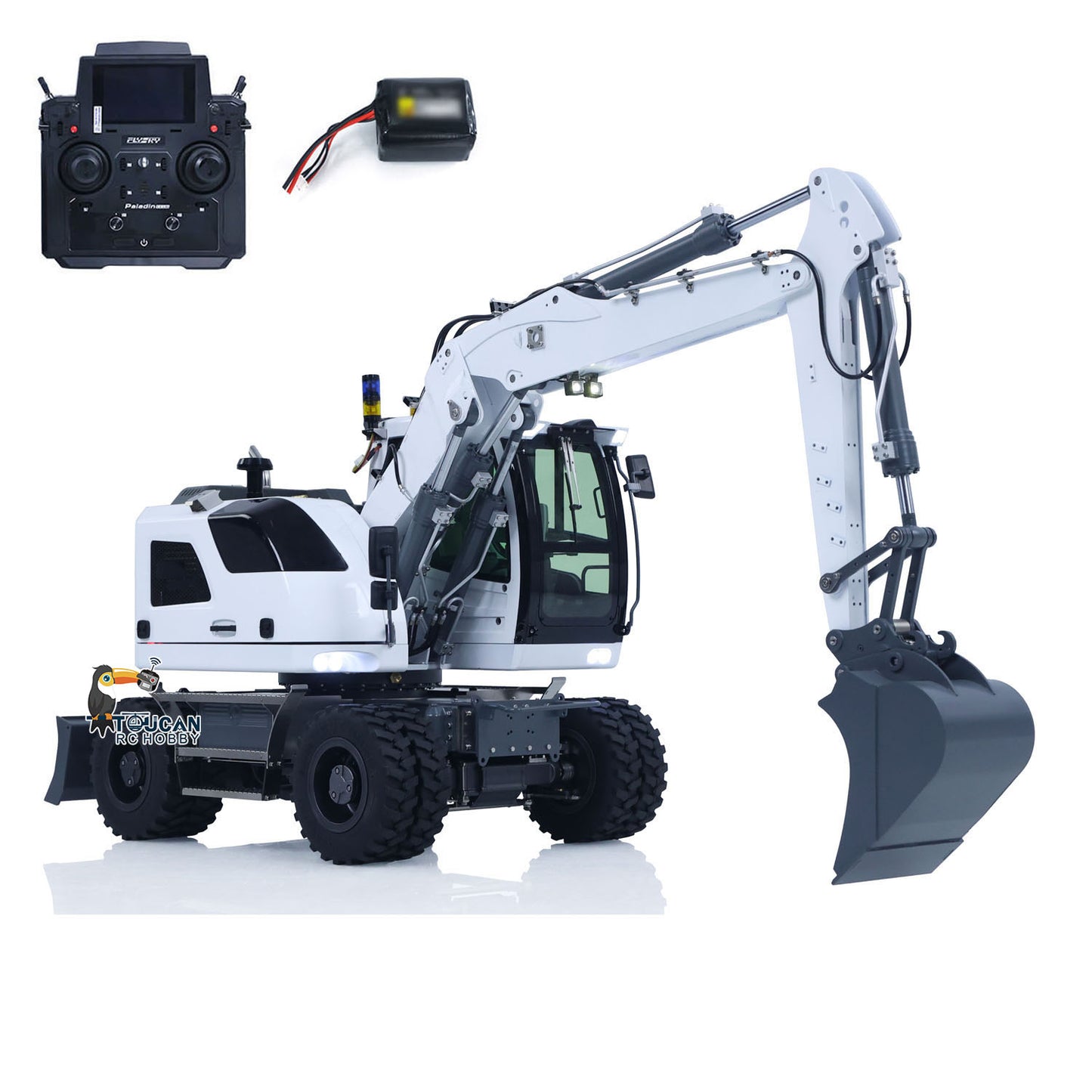 1/14 Remote Control Hydraulic Wheeled Excavator 7-ways Valve RC Digger 2WD/4WD Engineering Vehicle RTR Axle Lock PL18EV Lite