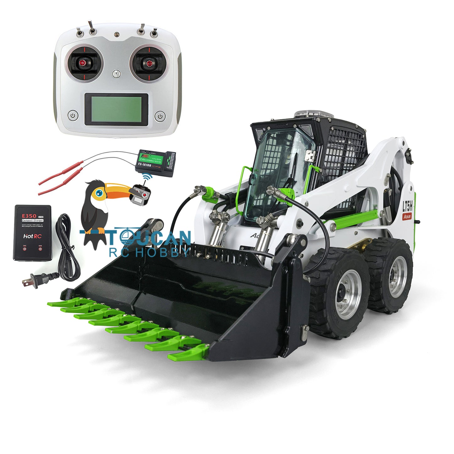 LESU 1/14 Aoue LT5H Wheeled Skid-Steer Hydraulic RC Loader Remote Control Construction Vehicle I6S Rotating light