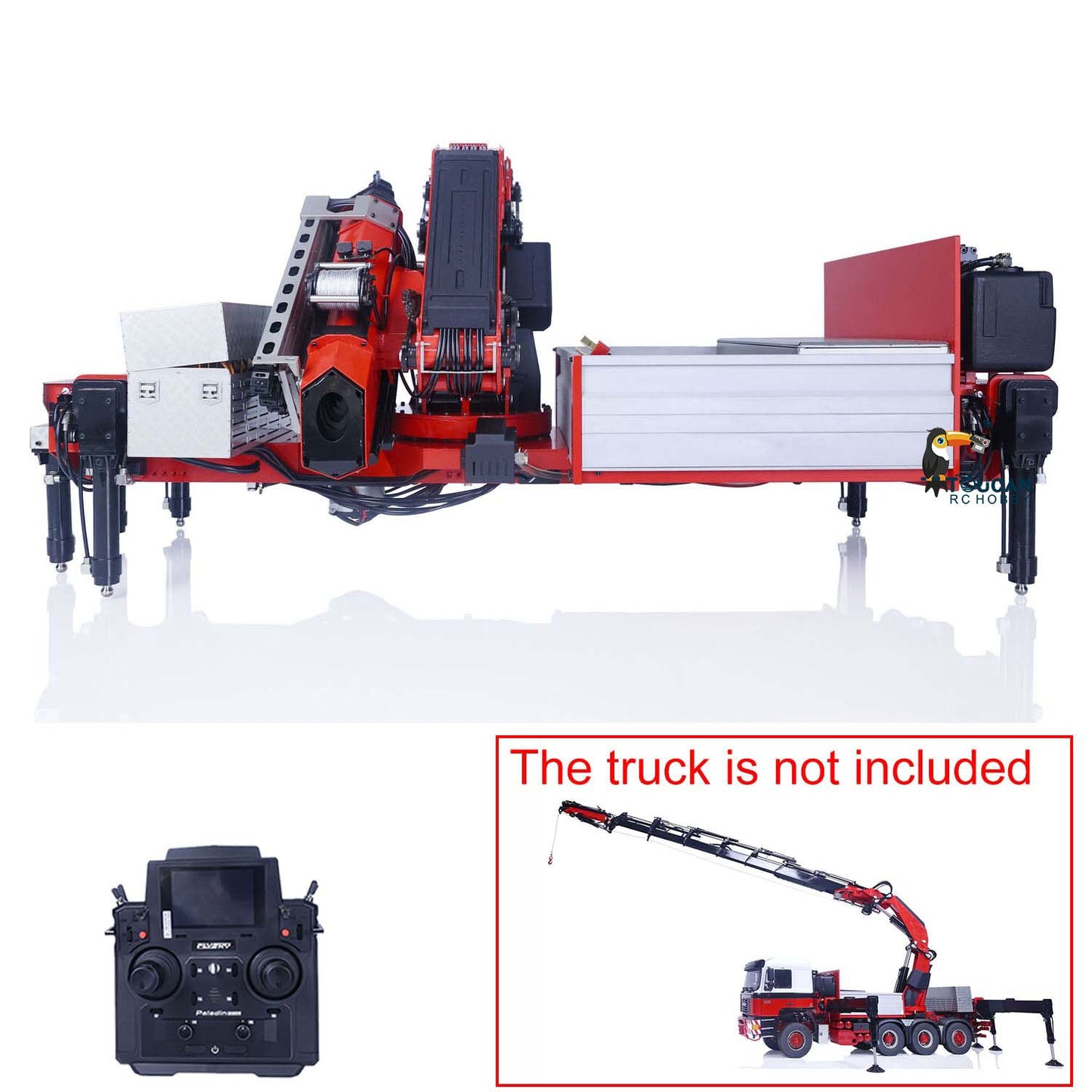 Metal Hydraulic Heavy Duty Rear Crane for JXM 1/14 8X8 F1650 RC Tractor Truck Remote Controller and Receiver FlySky PL18EV Lite