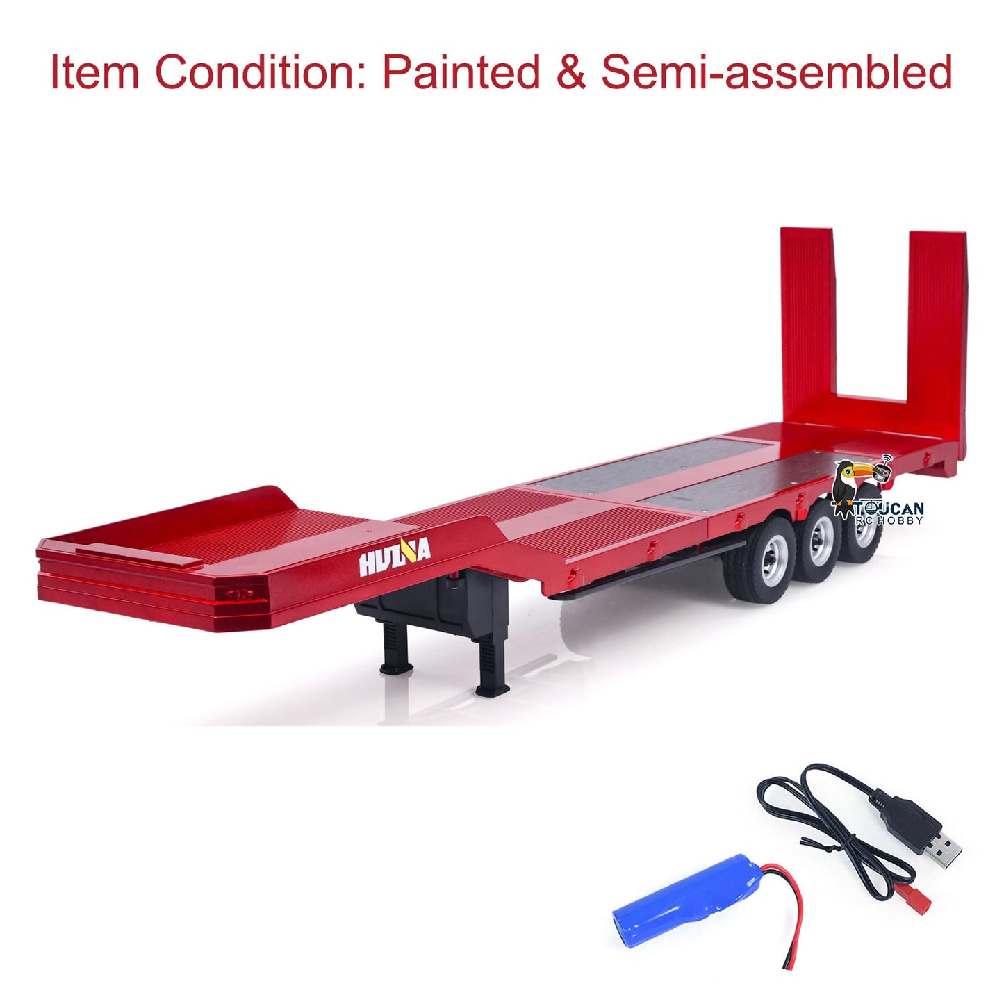 US STOCK 3 Axle Plastic Semi Trailer Flatbed 1502 for 1/18 Remote Control Tractor Truck HUINA 1501 RC Lorry Car Model Upgrade Parts