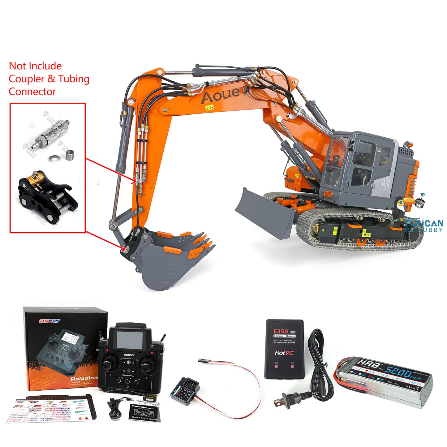 LESU Assembled 1/14 Metal Aoue ET26L Hydraulic RC Excavator PL18EV Valve ESC GPS