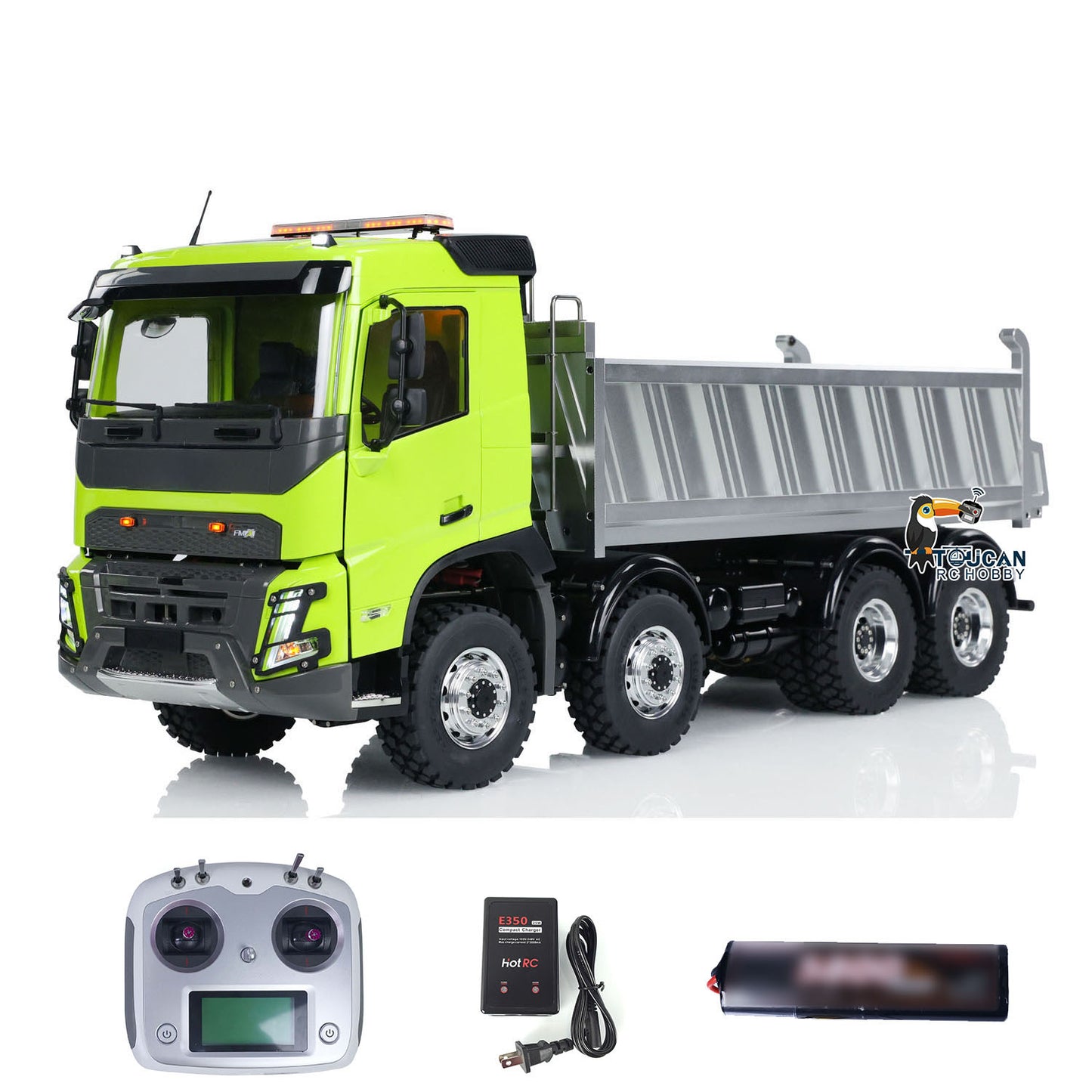 LESU 1/14 RTR RC Hydraulic Dump Truck FMX Cabin 8X8 Metal Chassis Dumper Assembled and Painted Light Sound System FS I6S
