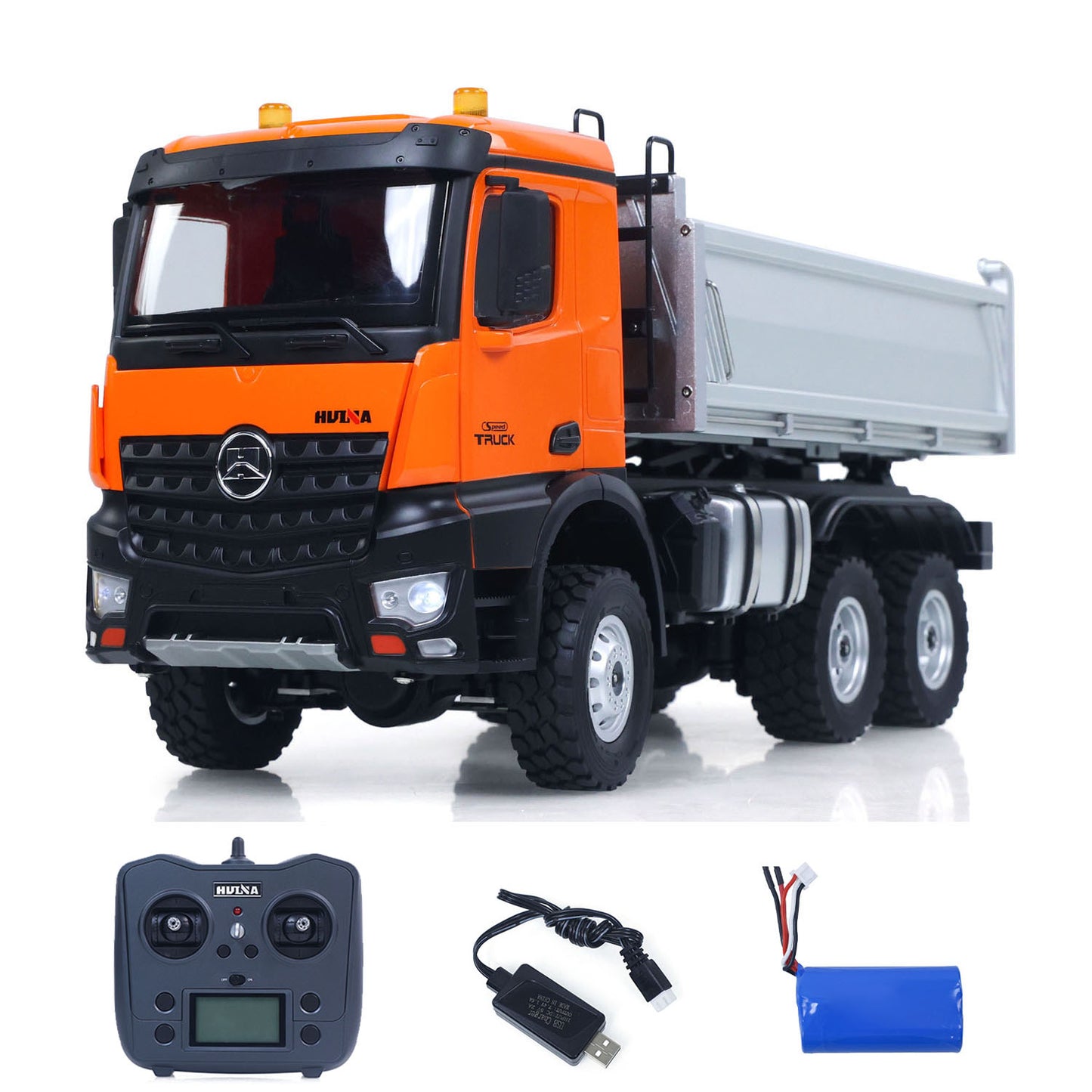 Fast Shipping 1/14 HUINA 1598 2.4G Remote Control Dumper 6X6 Engineering Transport Vehicle Lifting Rod Tipper Car Light Sound Battery Toys