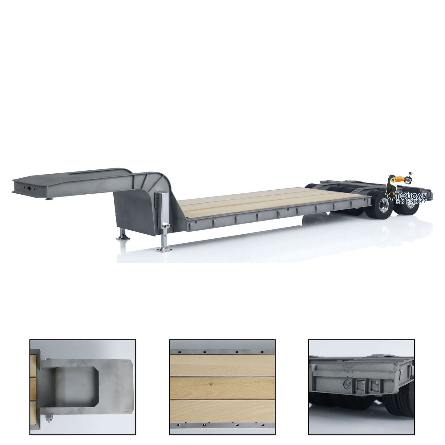 LESU 872MM Metal Wood 4Axles Trailer for 1/14 RC TAMIYA Tractor Truck DIY Model