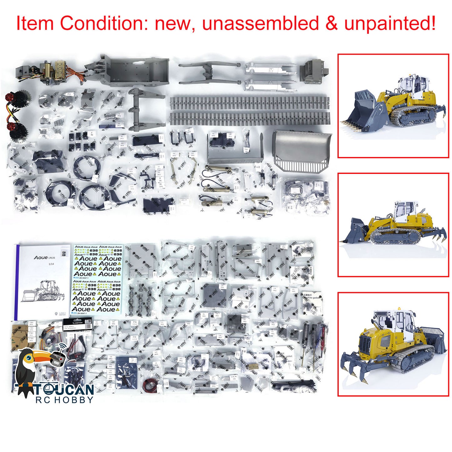 LESU 1/14 636 Hydraulic Tracked RC Loader Metal Rear Tail Hook Lights