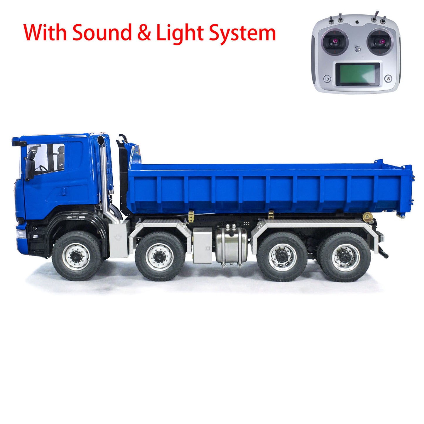 Metal 8x8 1/14 RC Hydraulic Dump Truck Roll-on Remote Control Full Dumper Car Model PNP Sound Light 3-speed Transmission