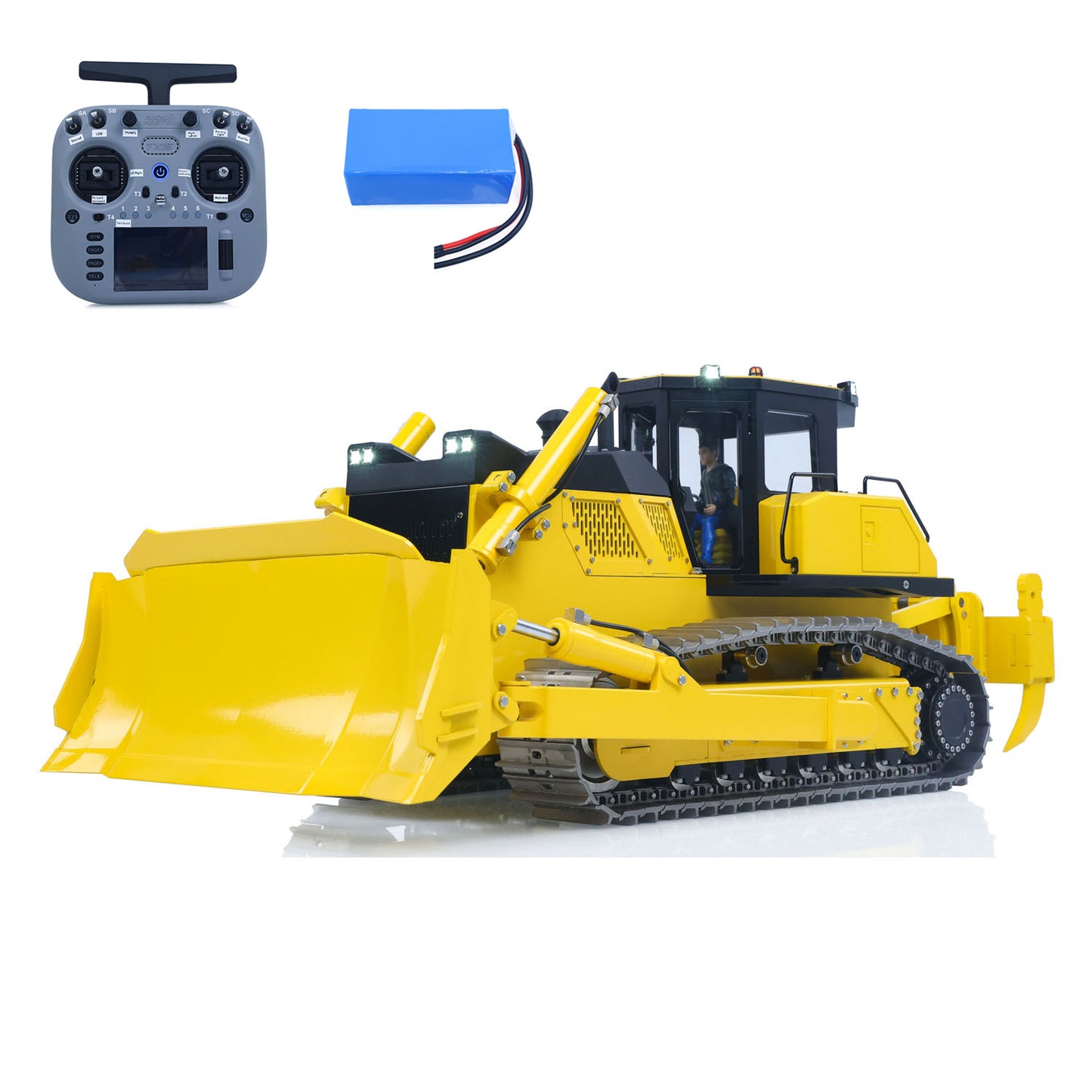 Metal 1/12 RC Hydraulic Bulldozer D155AX RTR Heavy Dozer Model 7 Way Valve 1.0L Oil Pump 5 Plows Radio Master TX15 Radio Battery