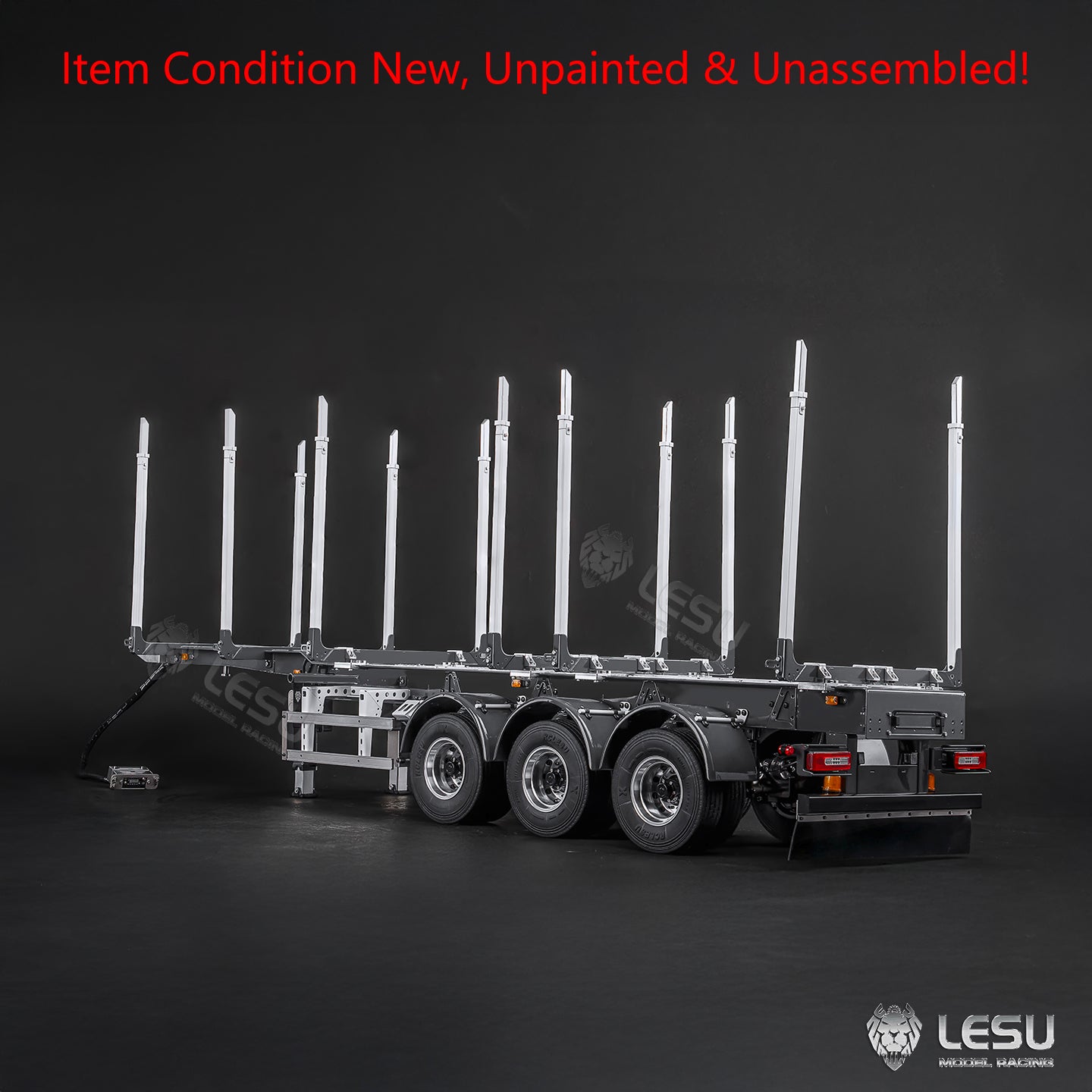 LESU 1/14 Metal RC Log Semi Trailer KIT Wood Transport Vehicle Light Electric Drum Brake Lifting Leg for TAMIYA Tractor Dumper Unassembled