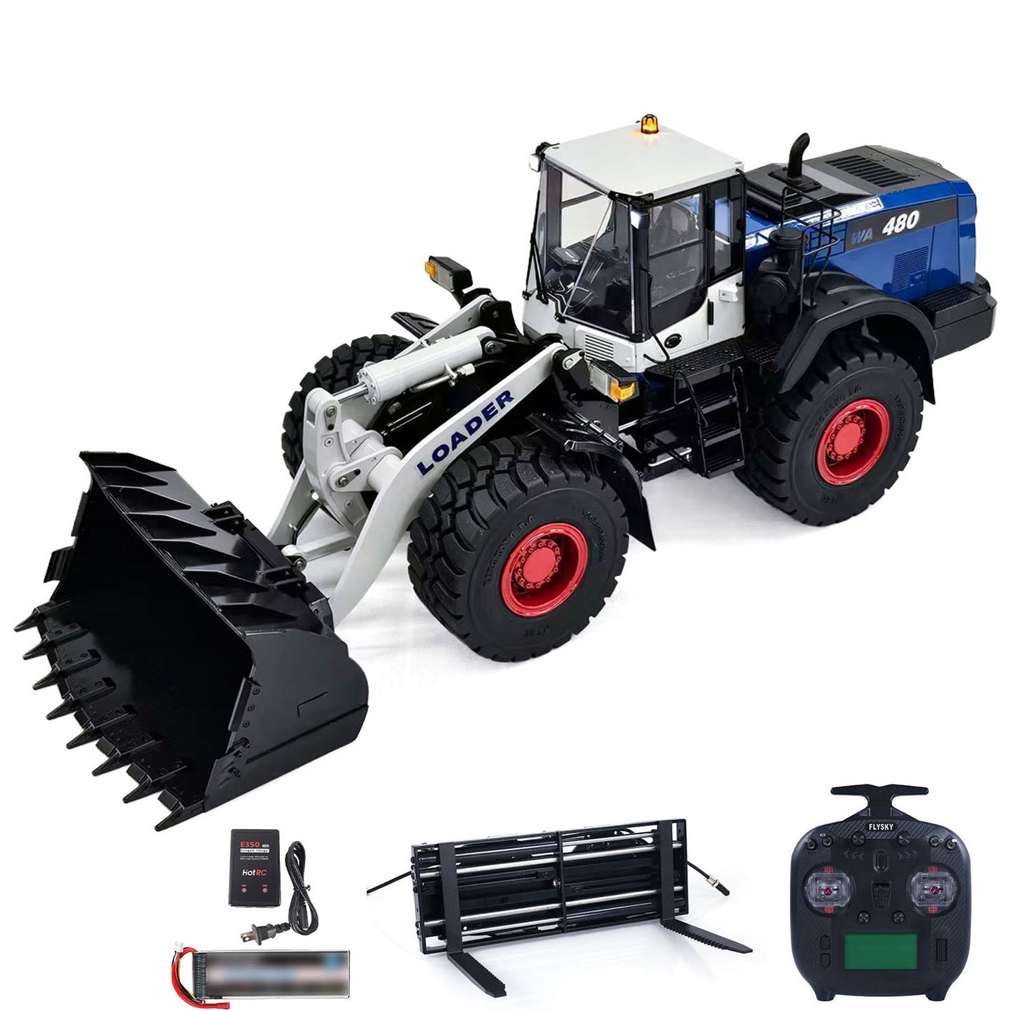 Metal 1/14 5CH Valves RC Hydraulic Wheeled Loader WA480 Heavy Construction Machine Differential Lock 2Speed Gearbox Light Sound