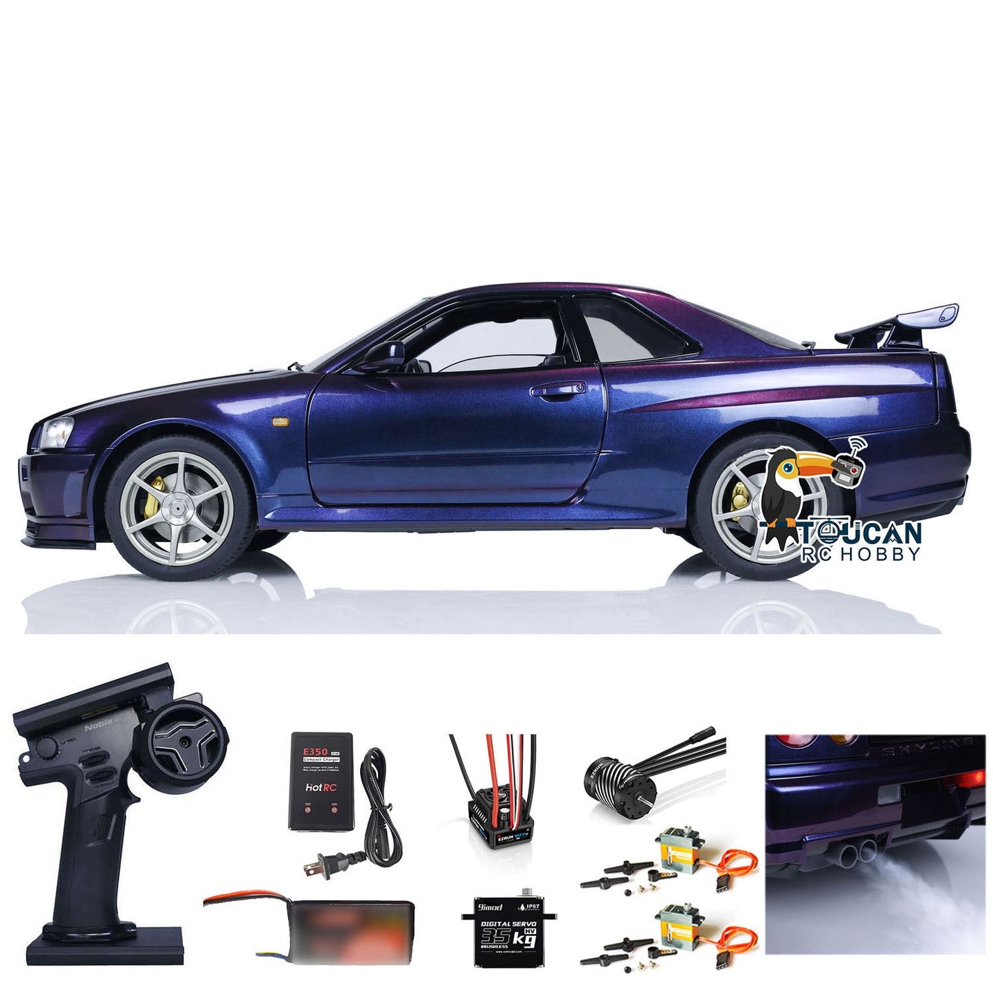 Capo 1/8 Metal 4x4 RC Racing Car Radio Controlled Drift Vehicle Model 4WD R34 GTR-R34 RTR High-speed Light Sound