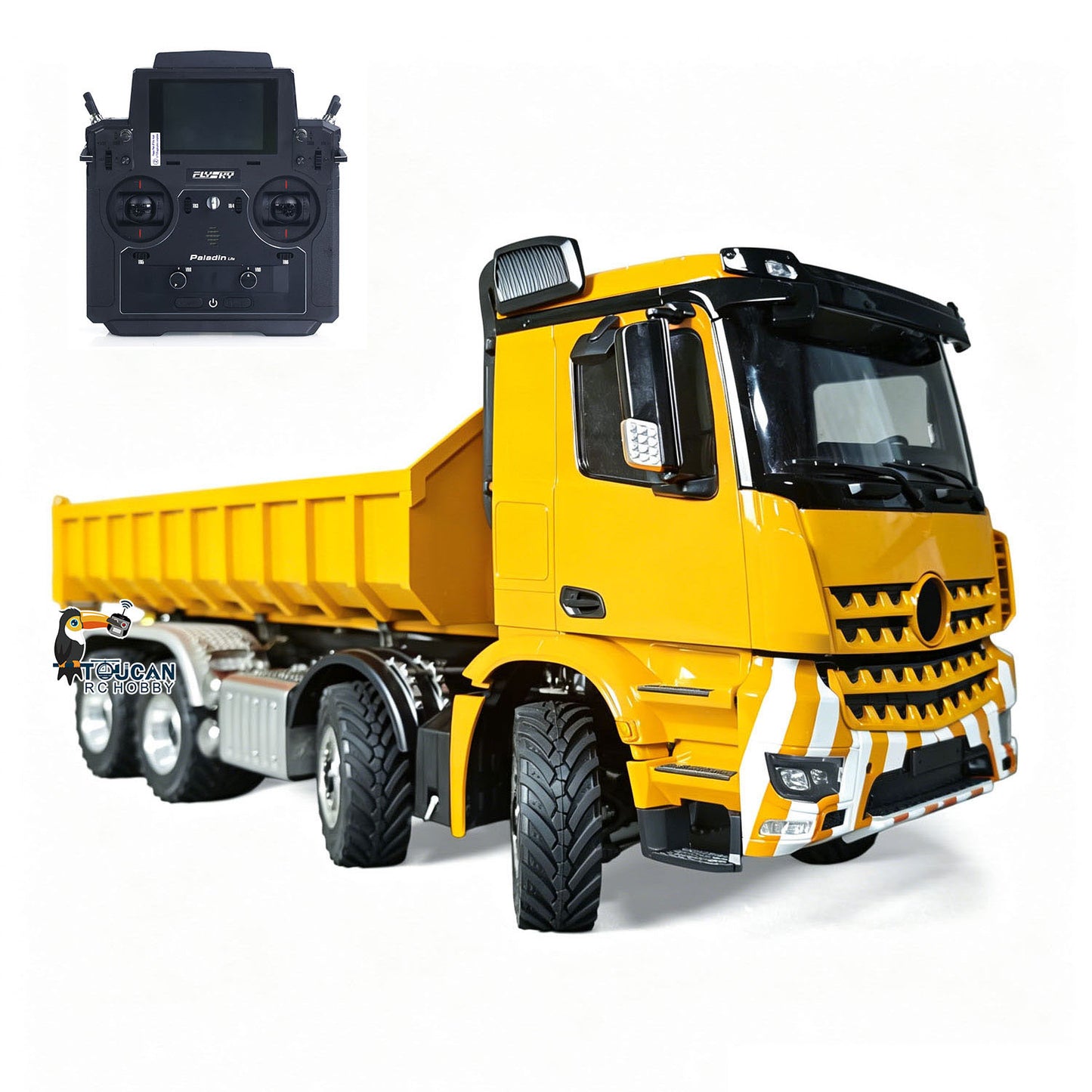 1/14 Remote Control Hydraulic Roll On Off Dumper 3 Valves 8*8 RC Full Tipper 3Speed Gearbox Light Sound System No Battery