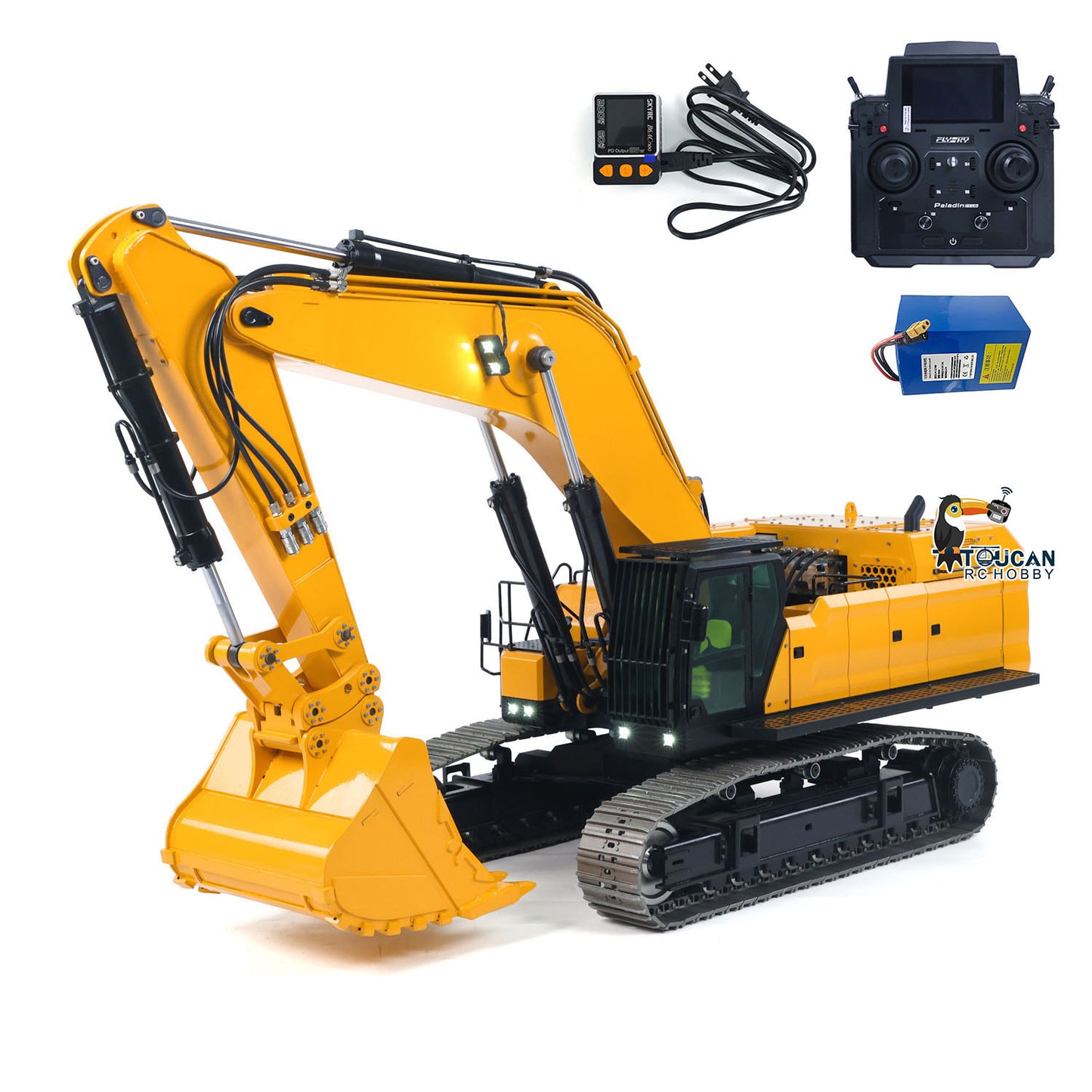 1/12 RC Hydraulic Heavy Excavator 395F Metal Remote Control Digger Finished Model 1.0L Dual Pump Paladin PL18EV LITE Radio