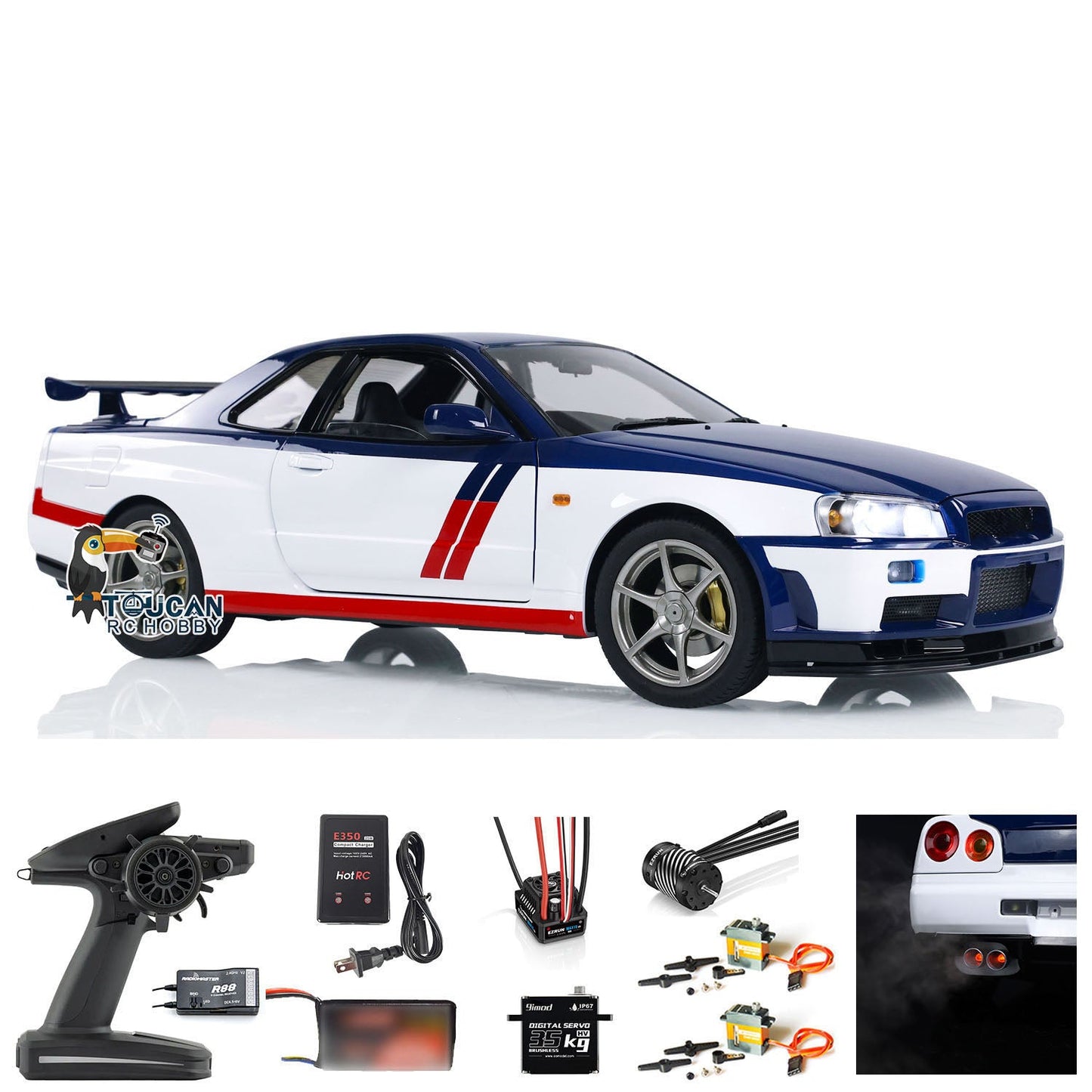 Capo R34 1/8 4WD 4x4 Metal RC Racing Car High Speed Remote Control Drift Cars RTR Ready to Run Sound Smoking Optional Versions