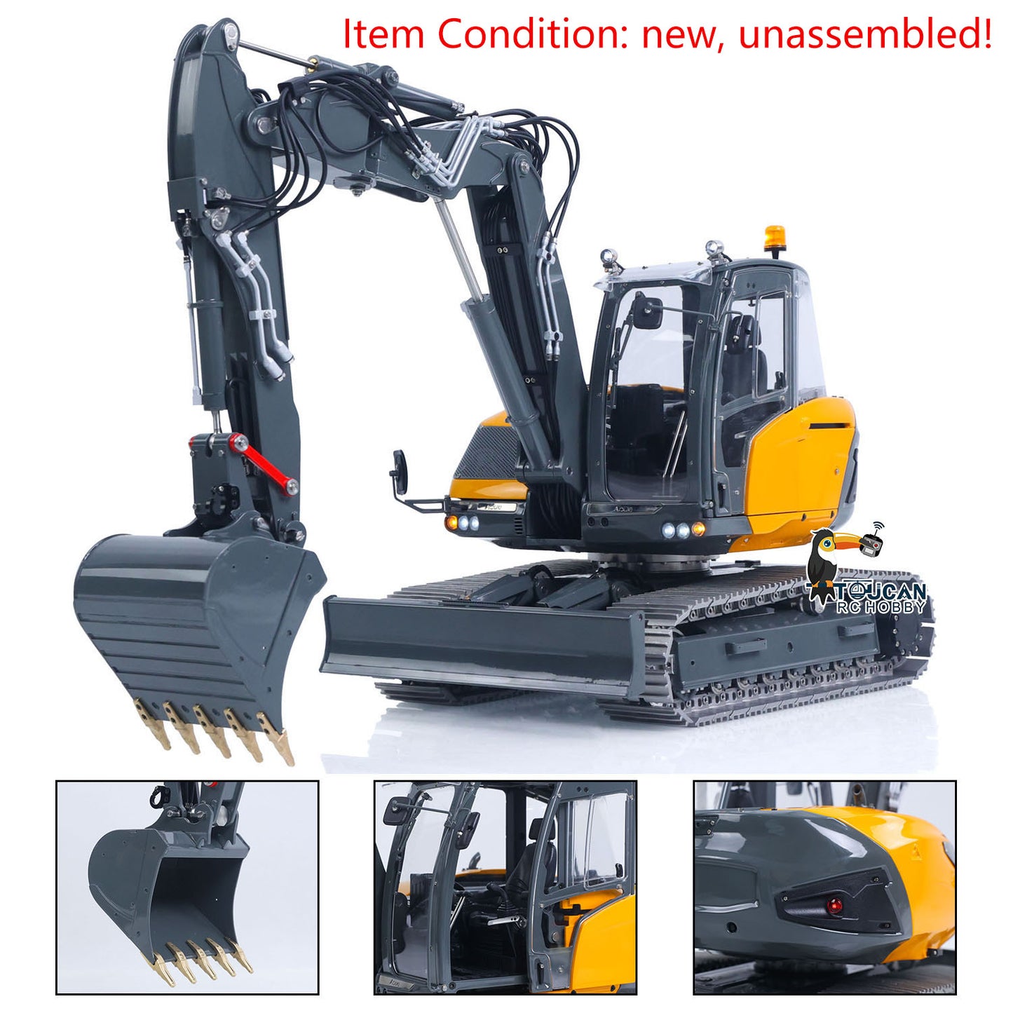 LESU MC15 4 Arms Metal 1/14 Hydraulic Remote Control Excavator KIT Model RC Digger Dual Pumps 9 Ways Valve Light Sound Motor