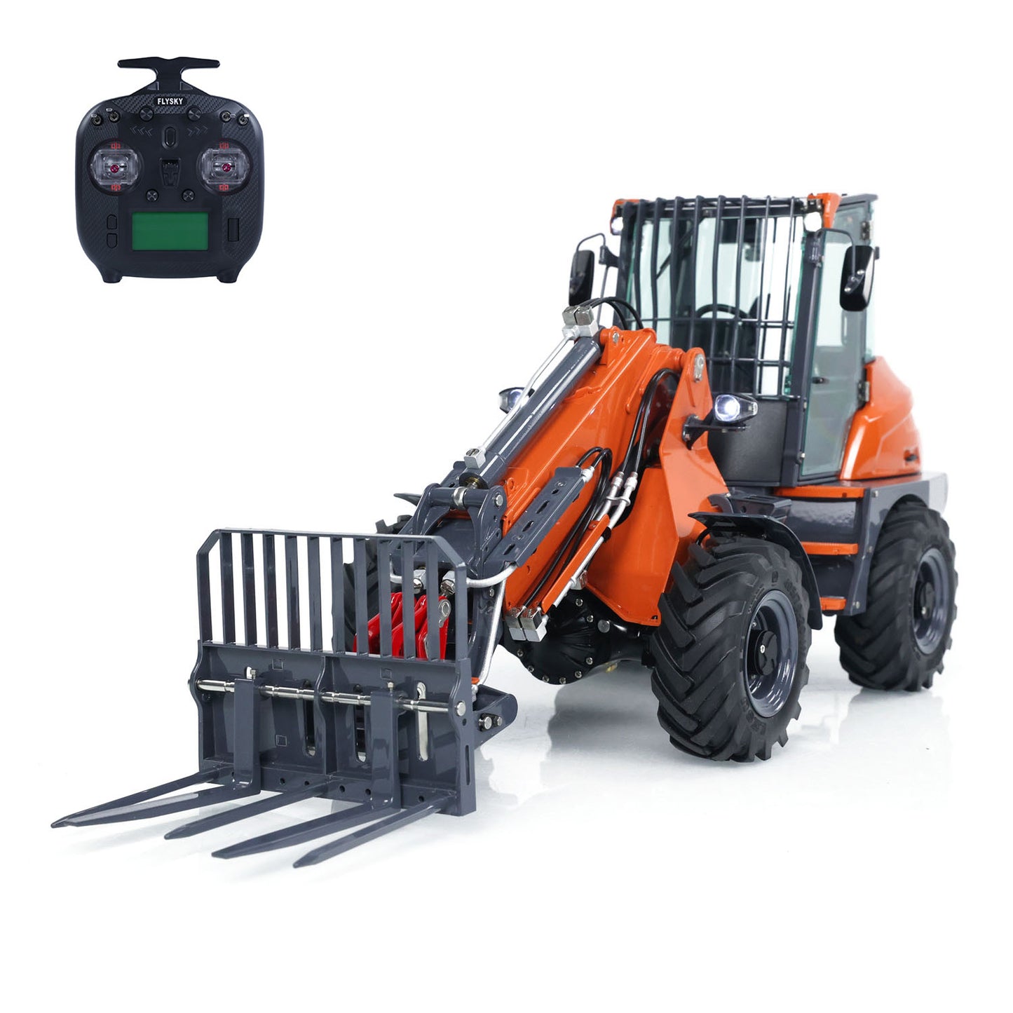 LESU 1/14 Hydraulic RC Telescopic Arm Loader AT1050 Radio Control Fork Truck Painted Assembled Engineering Vehicle FlySky ST8 Sound Light