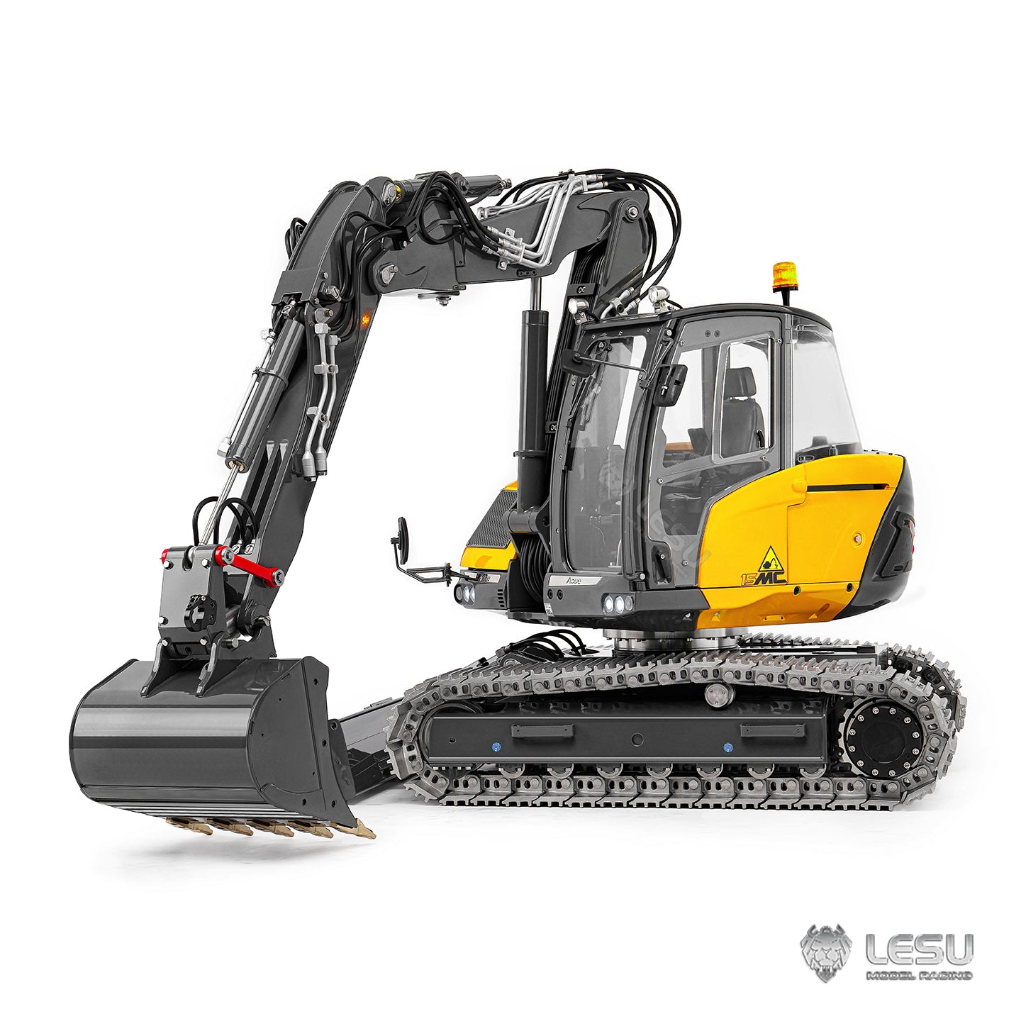Metal LESU 1/14 RC Hydraulic Excavator MC15 CNC Shell 4 Arms Remote Control Digger 9 Ways Valve Dual Pumps Light Sound Model