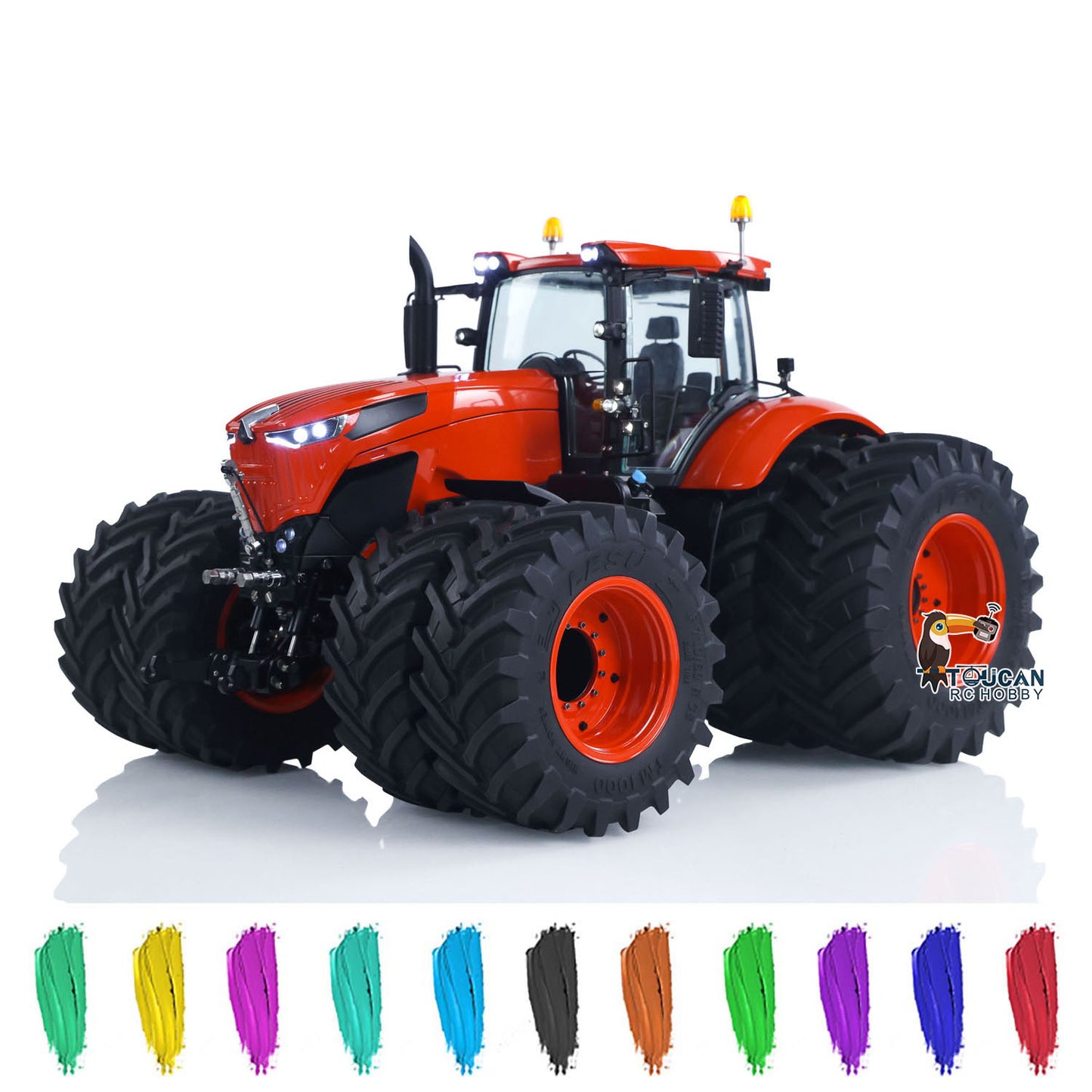 LESU 4x4 Metal 1/14 RC Hydraulic Tractor Car AOUE 1050 Radio Controlled Farm Truck Light Smoking Simulation Sound Differential