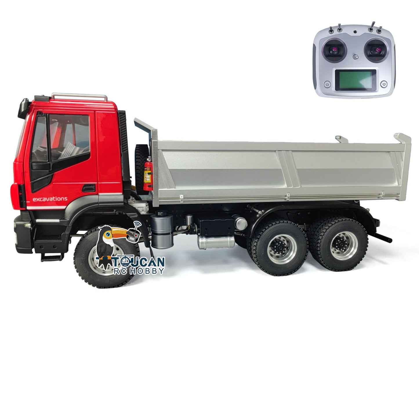 1/14 Hydraulic RC Dump Truck 6x6 Remote Control Tipper Car PNP Model LED Light 2-speed Gearbox Assembled and Painted FlySky I6S