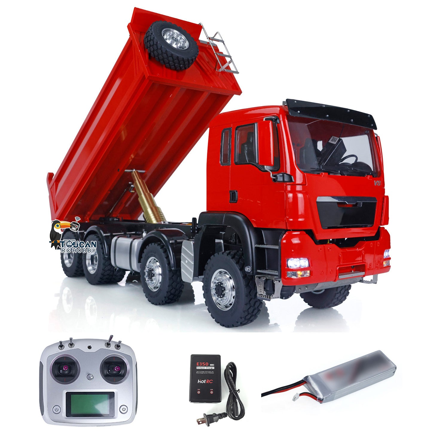 LESU 8x8 1/14 RC Hydraulic Lifting Dumper Truck Model Radio Control Painted Car 540 Power Motor 2-speed High Torque Transmission