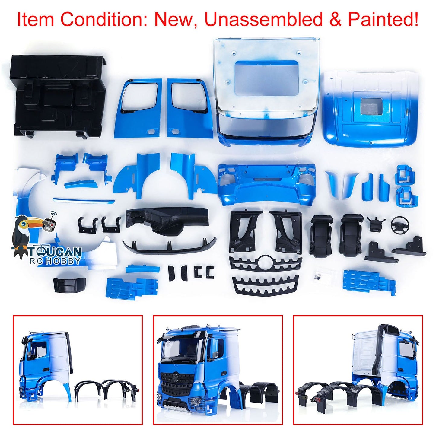 1/14 Plastic Cabin Body Shell Set for 6x6 RC Tractor Radio Controlled Truck 6X4 Electric Car Hobby Model K3363 KIT Painted