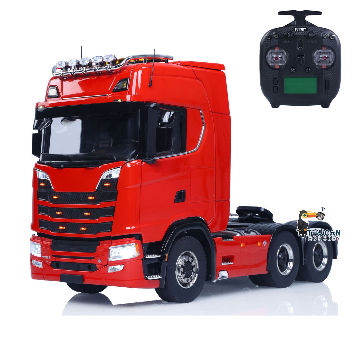 770S 1/14 6X6 RC Tractor Truck Liftable Rear Axle Wheel Hub Reduction Differential Locks Hobbywing ESC Flysky ST8 Light System