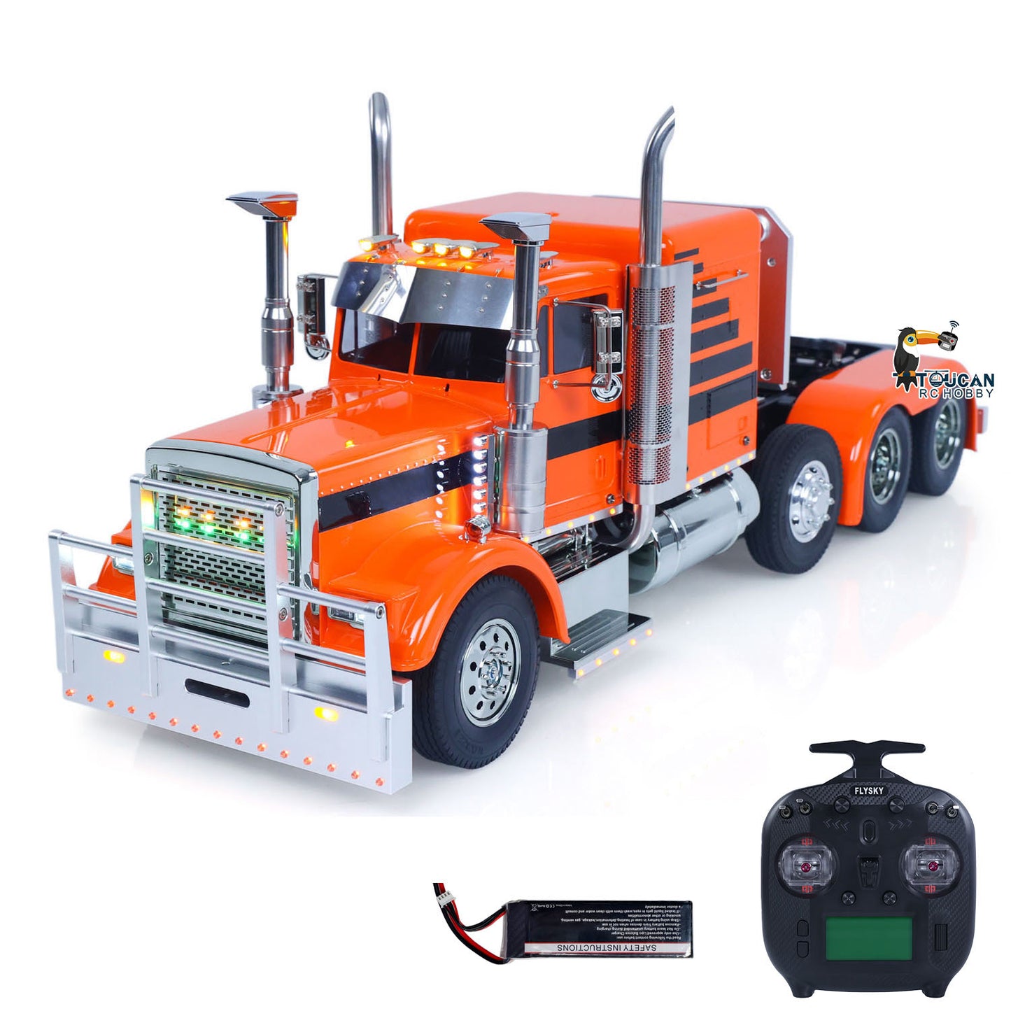 TOUCAN TAMIYA 8X4 1/14 RC Tractor Truck 56344 Grand Hauler Remote Control Lorry Car Mid Lift Axle Chassis Suspension ST8 Radio